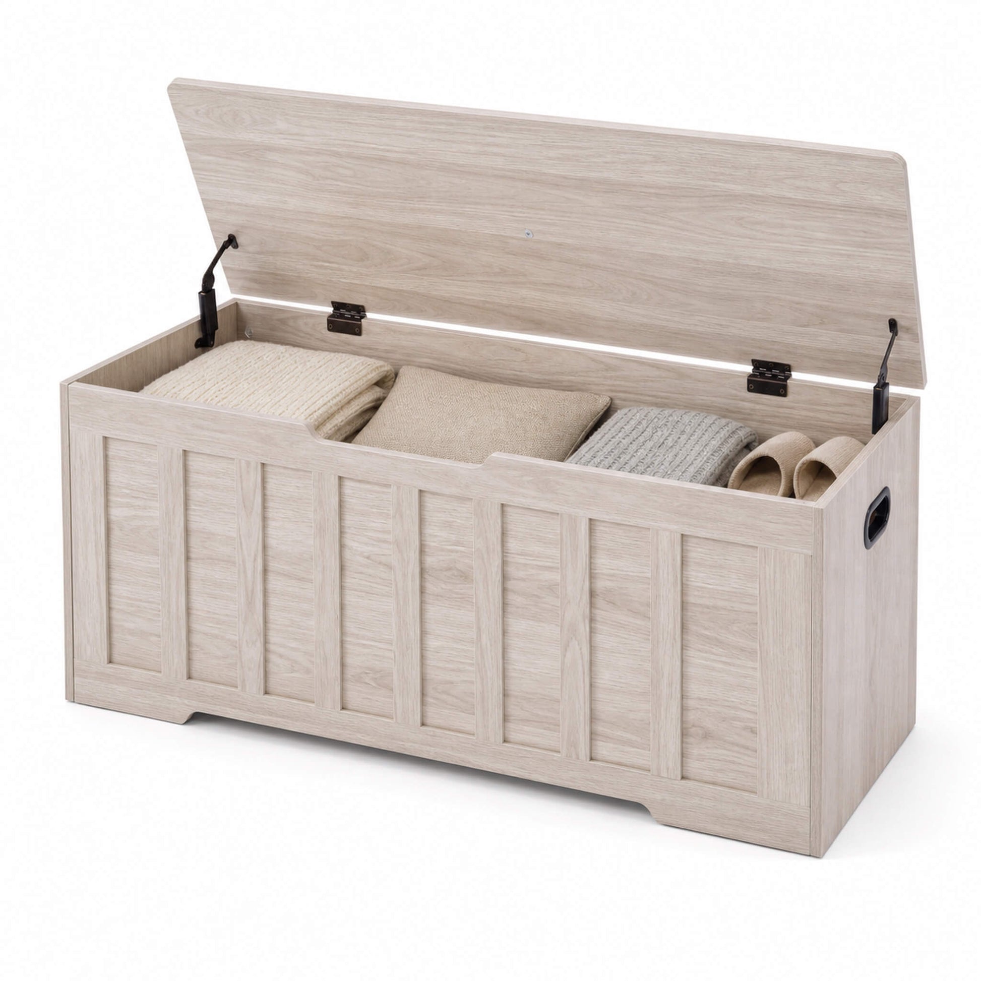Wooden Storage Bench with Soft-Close Lid
