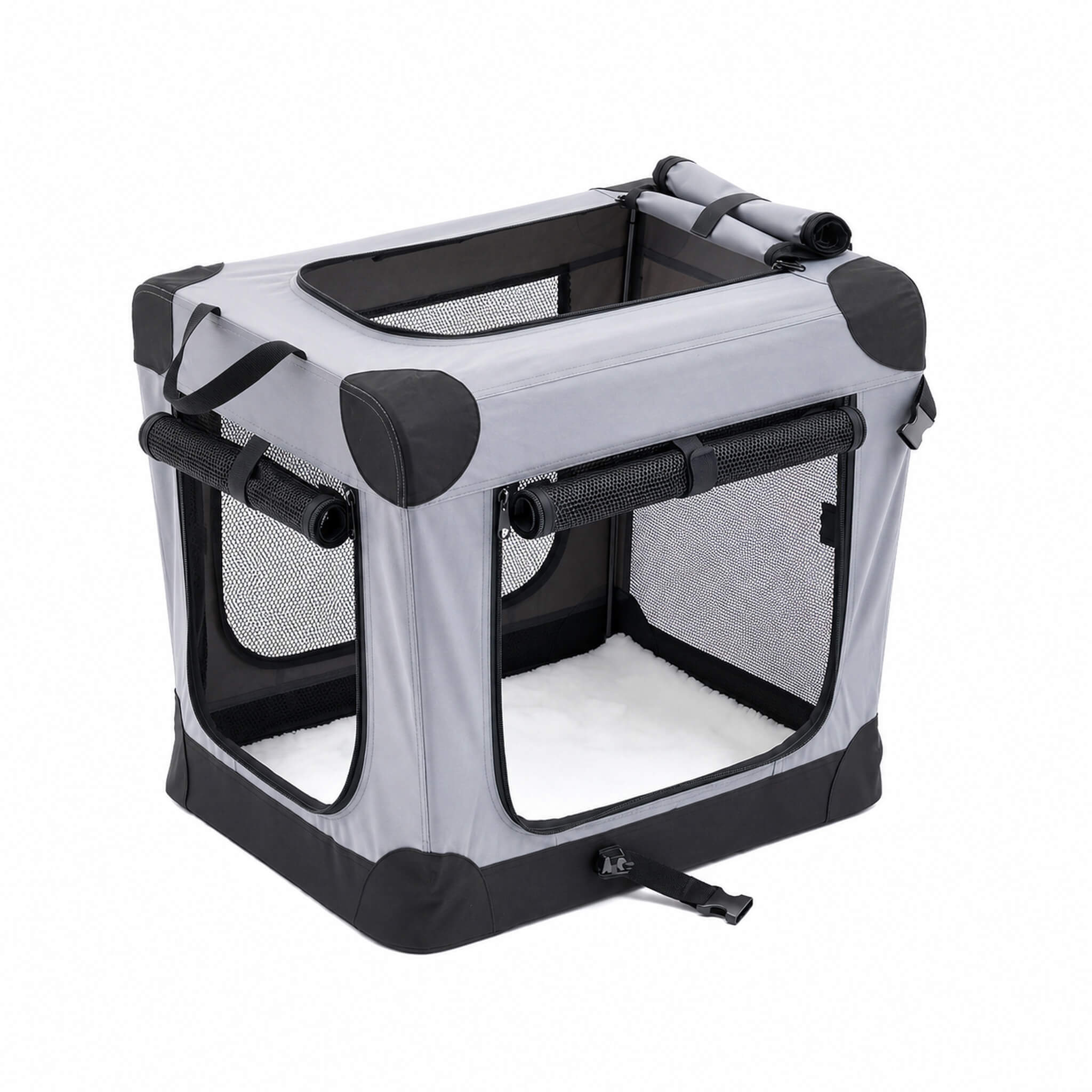 Foldable soft-sided dog crate made of 600D Oxford fabric,