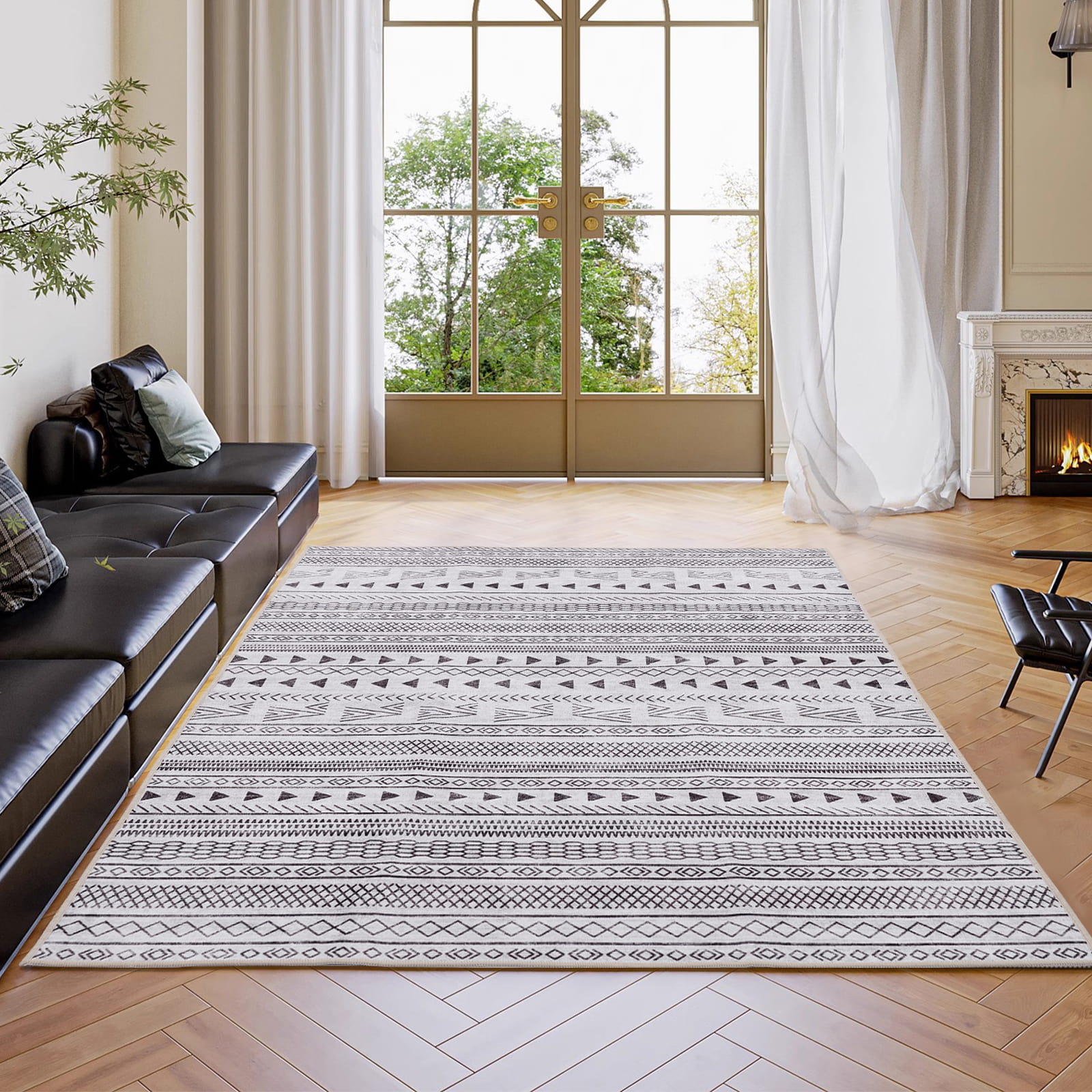 Luxury Weave Washable Area Rug for Bedroom Living Room