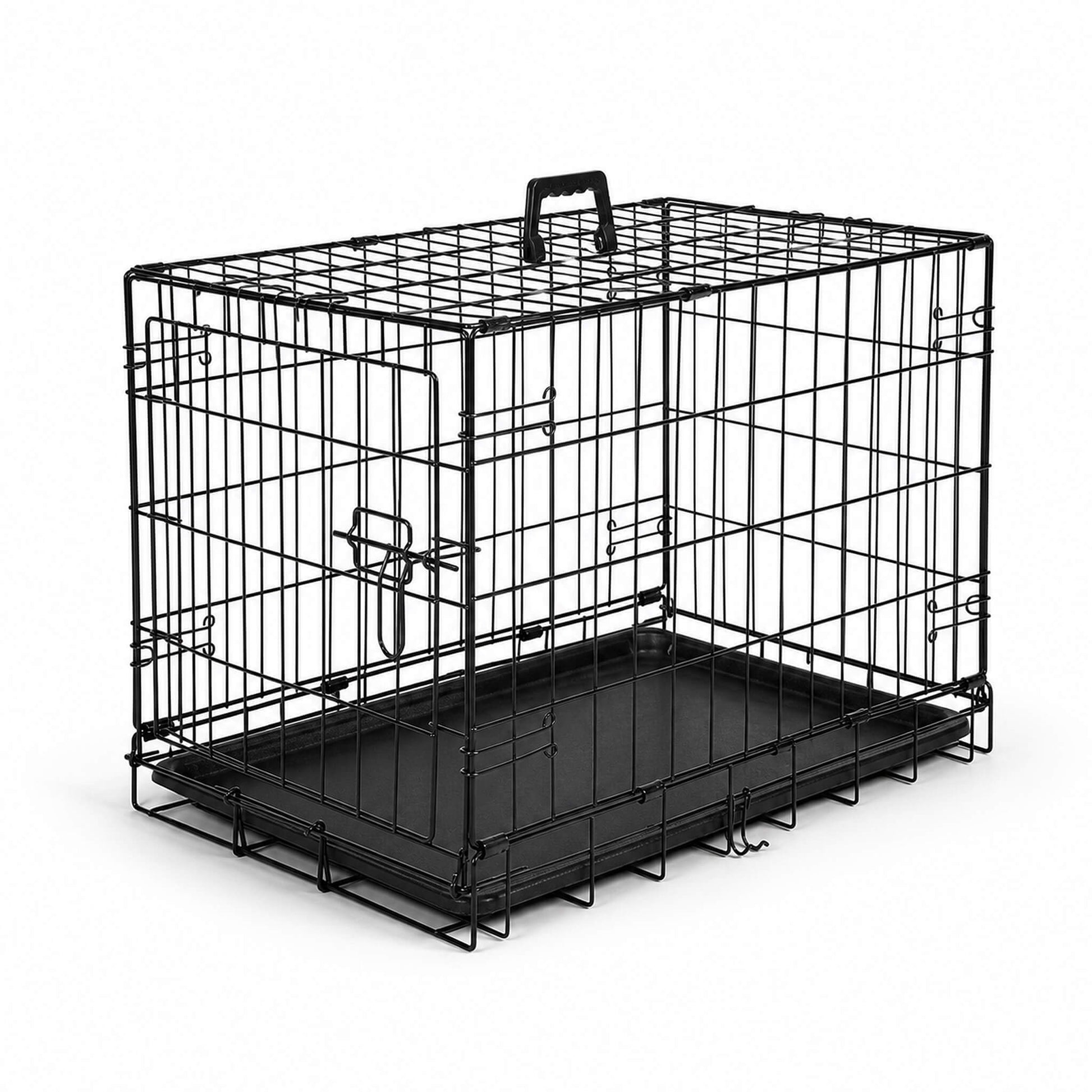 Foldable, Portable, Two-Door Metal Dog Cage