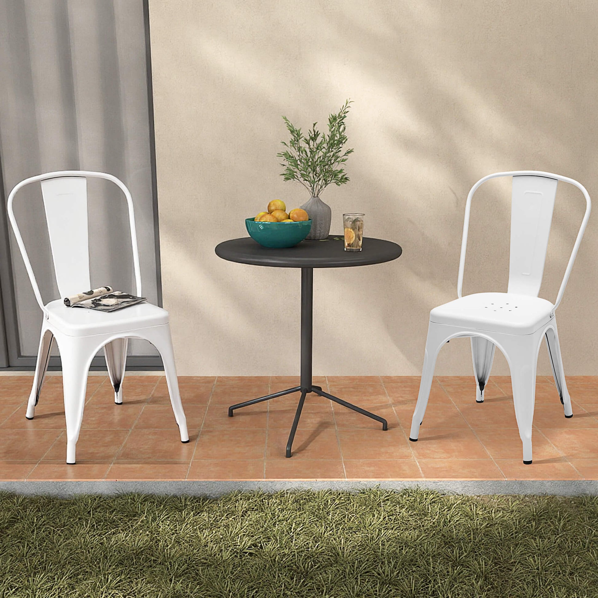 Stackable Metal Dining Chair-Indoor/Outdoor (Set of 4)