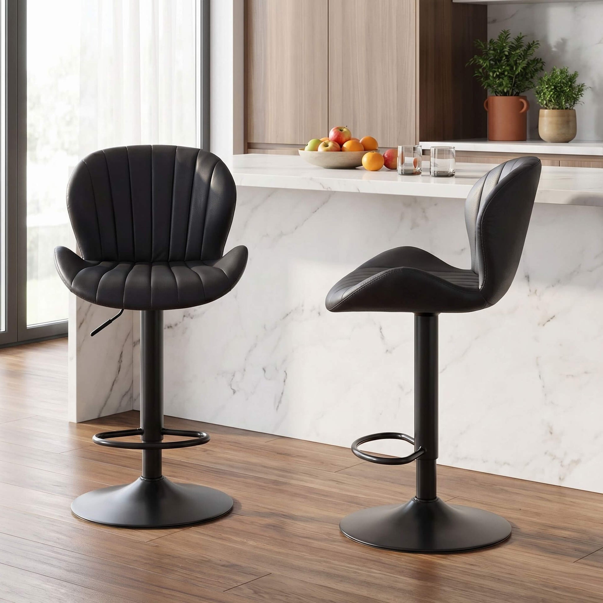 Set of 2 Adjustable Swivel Bar Stools