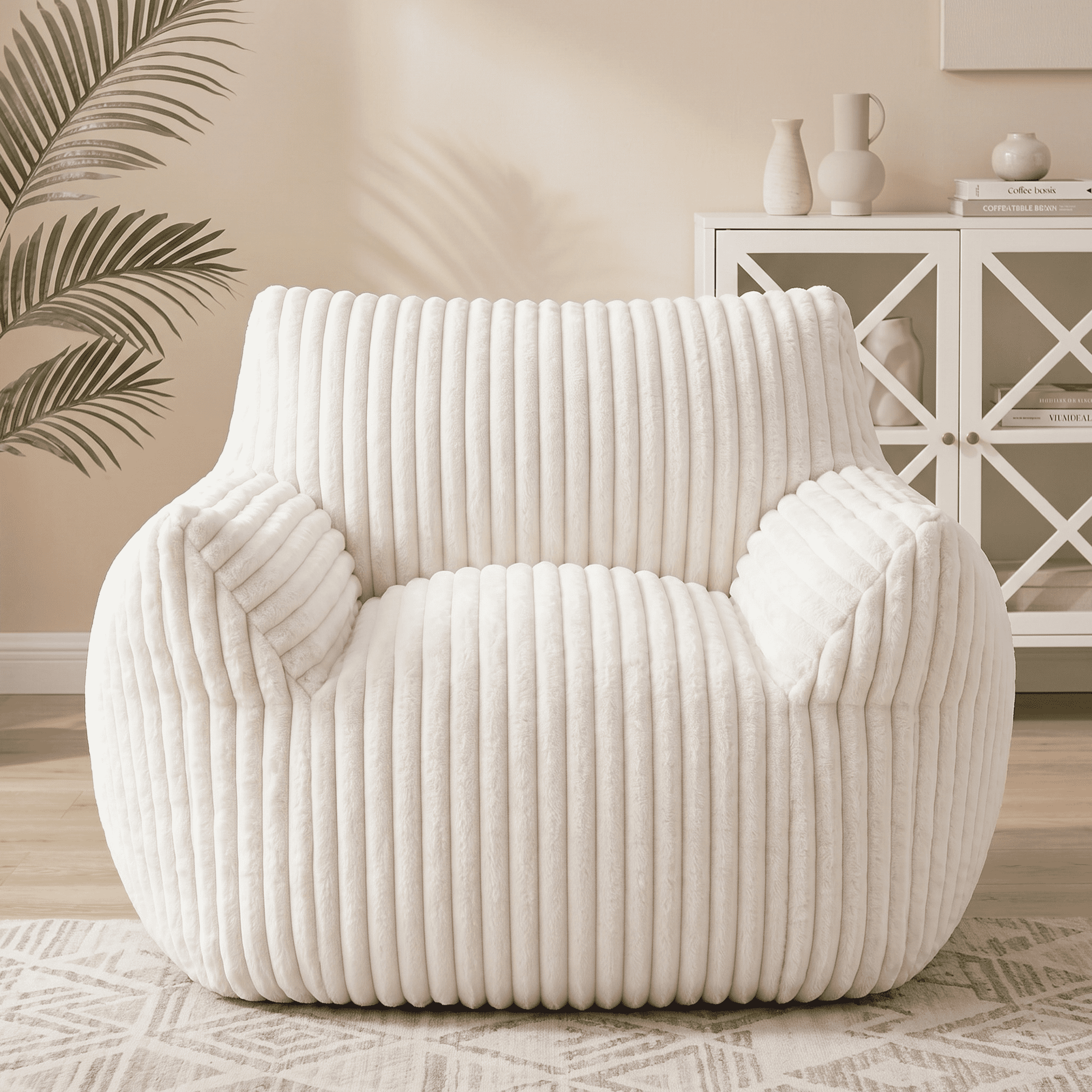 Foam Bean Bag Chair, High-Rebound Sponge Soft Lounge Chair for Bedroom & Living Room