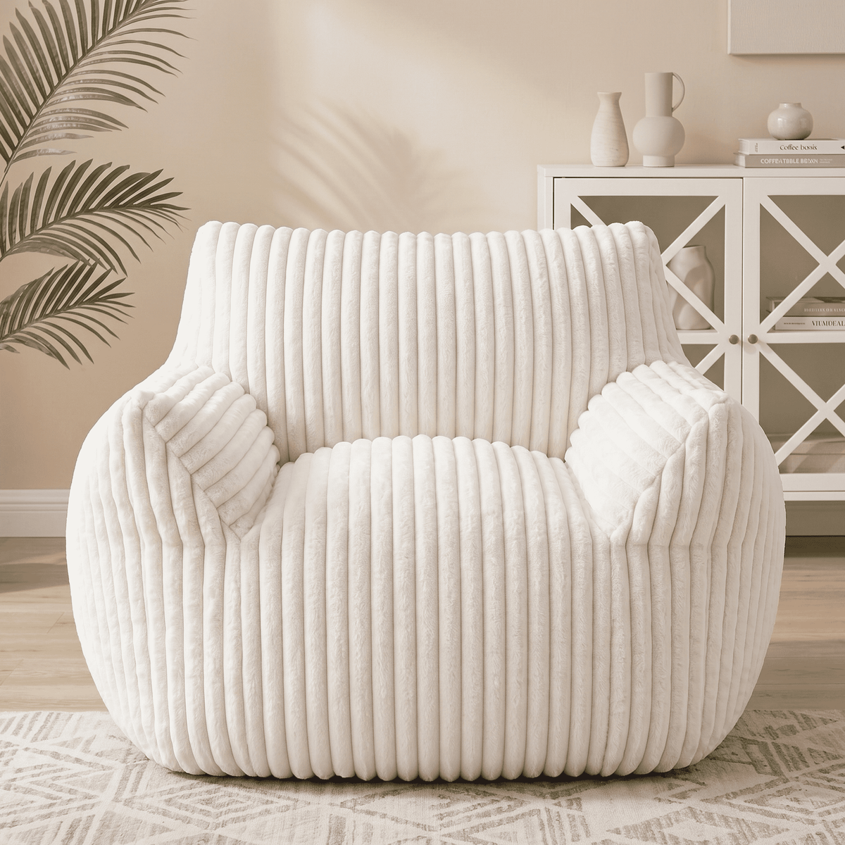 Foam Bean Bag Chair, High-Rebound Sponge Soft Lounge Chair for Bedroom & Living Room