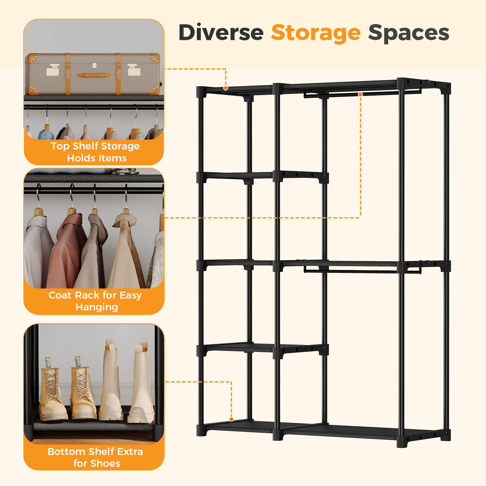 Lightweight, Portable, Freestanding Clothes Rack
