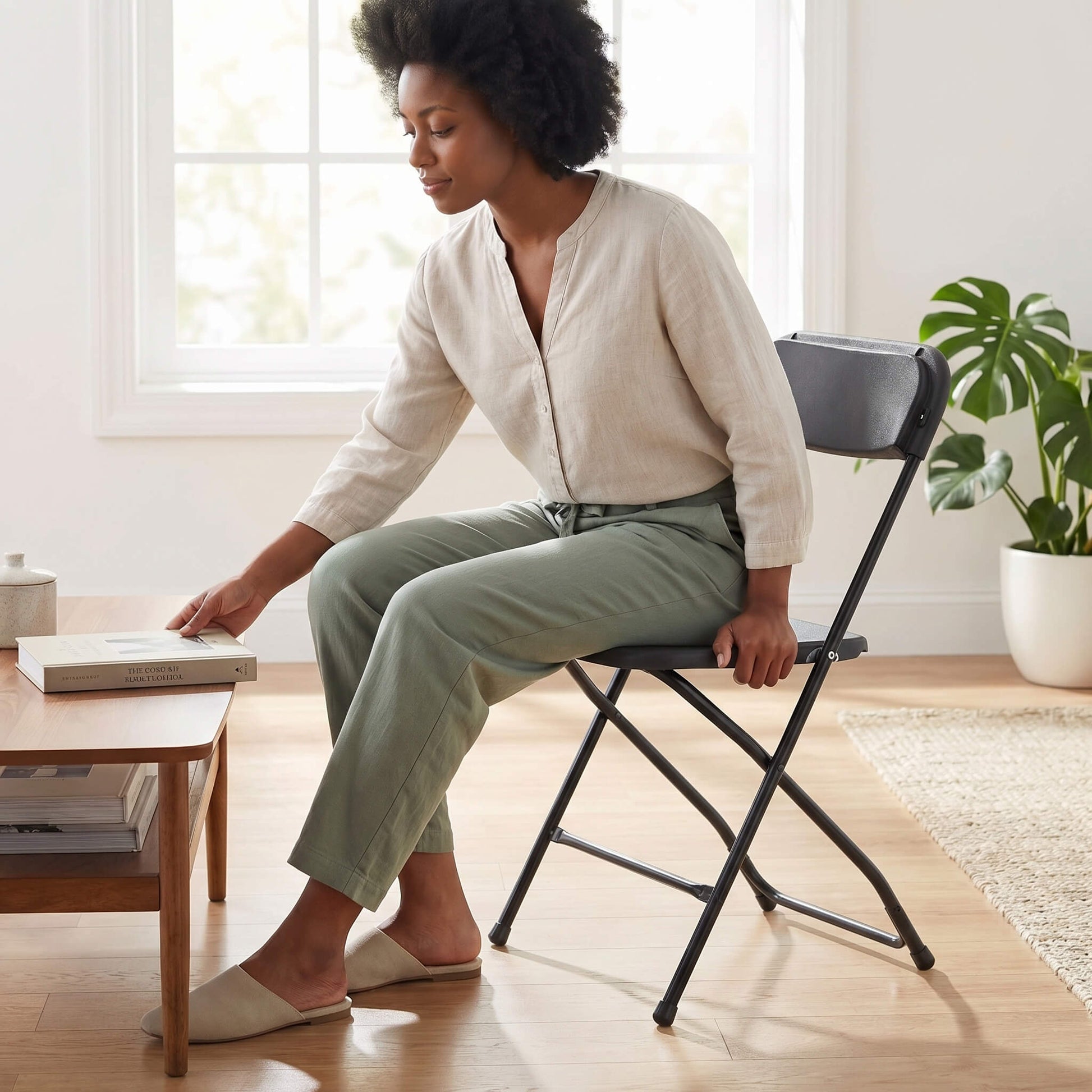 Lightweight Plastic Folding Chair for Indoor & Outdoor Use（4-Piece Set）