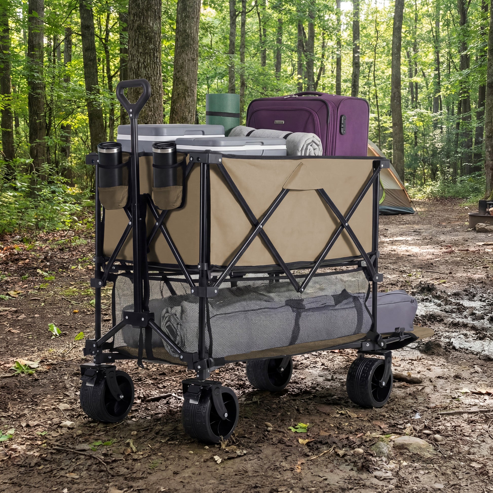 HaulMaster 400L Folding Wagon Cart for Camping and Outdoor Use