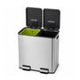 Double-Bin Stainless Steel Trash Can with Lid