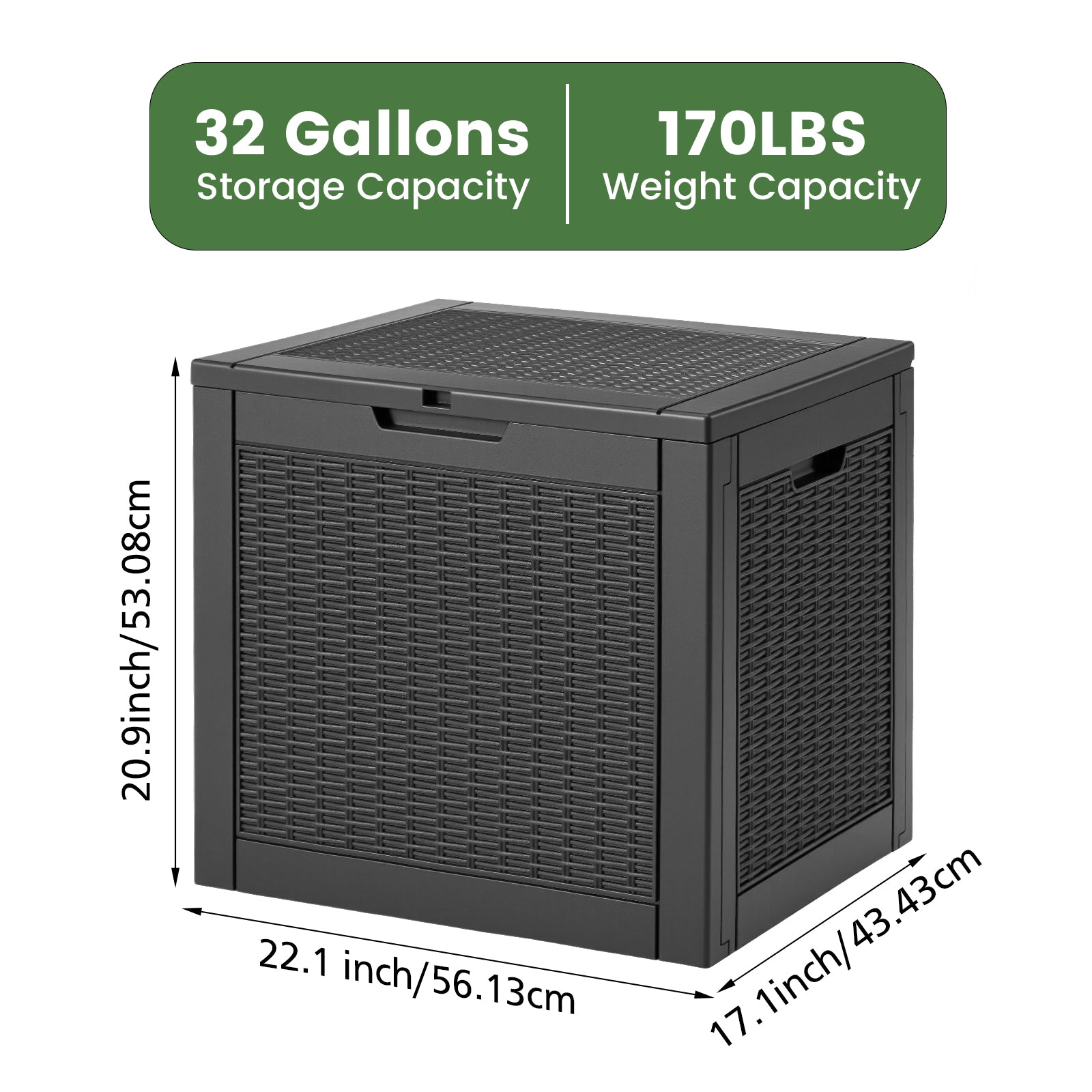 31 Gallon Resin Deck Box, Lockable Patio Storage Box