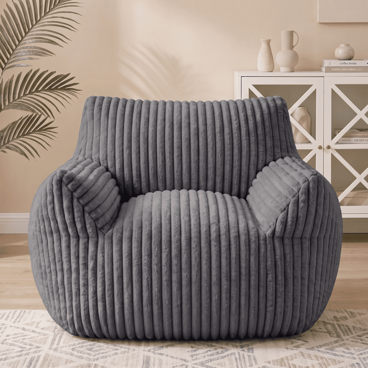 Foam Bean Bag Chair, High-Rebound Sponge Soft Lounge Chair for Bedroom & Living Room