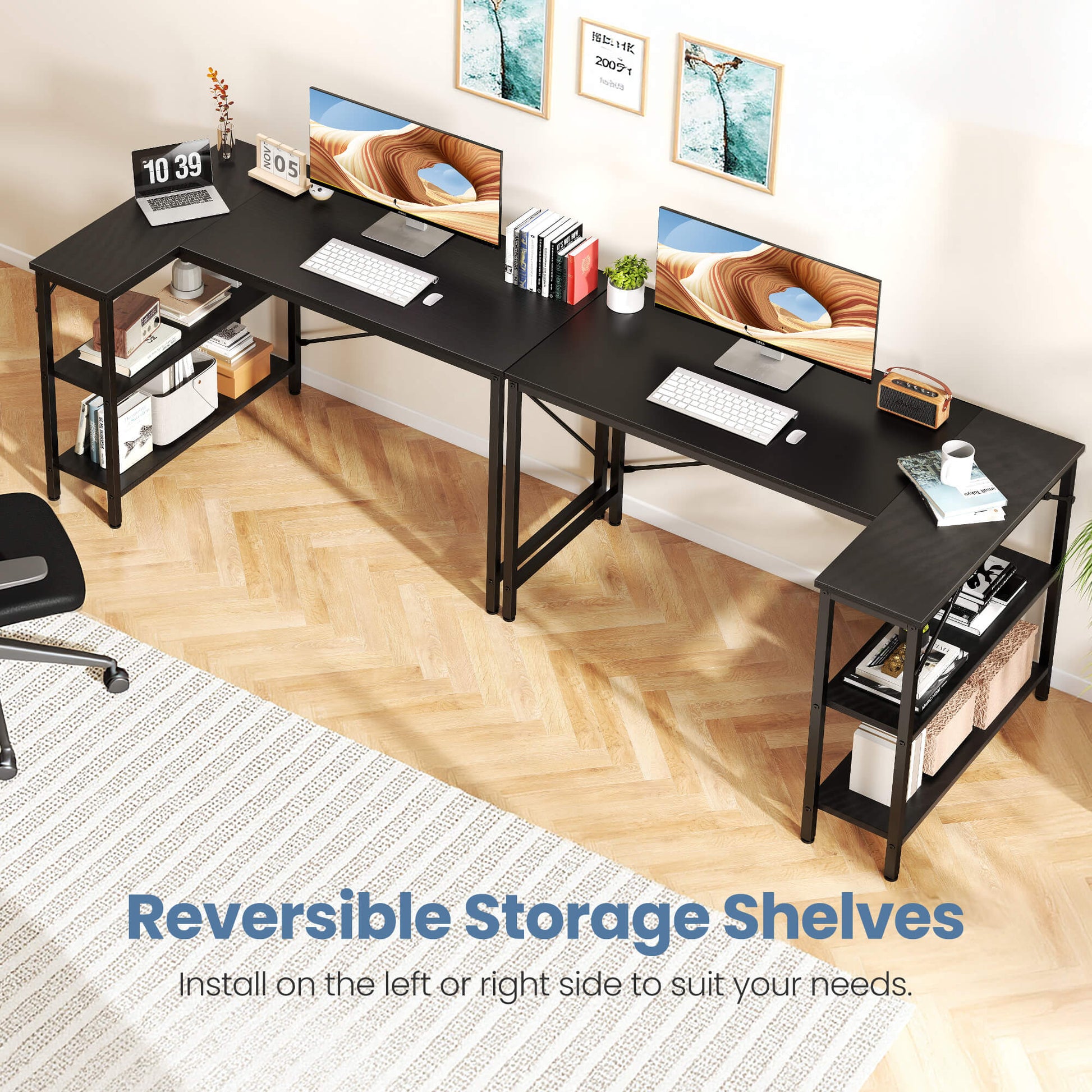 47″ L‑Shaped Computer Desk for Home Office