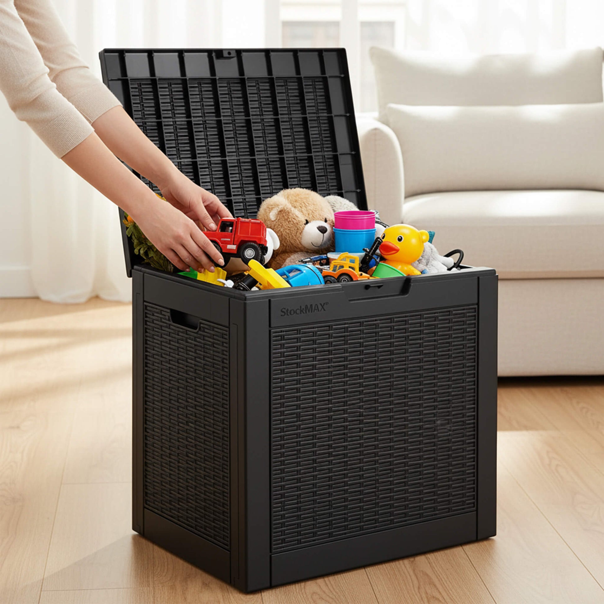 31 Gallon Resin Deck Box, Lockable Patio Storage Box