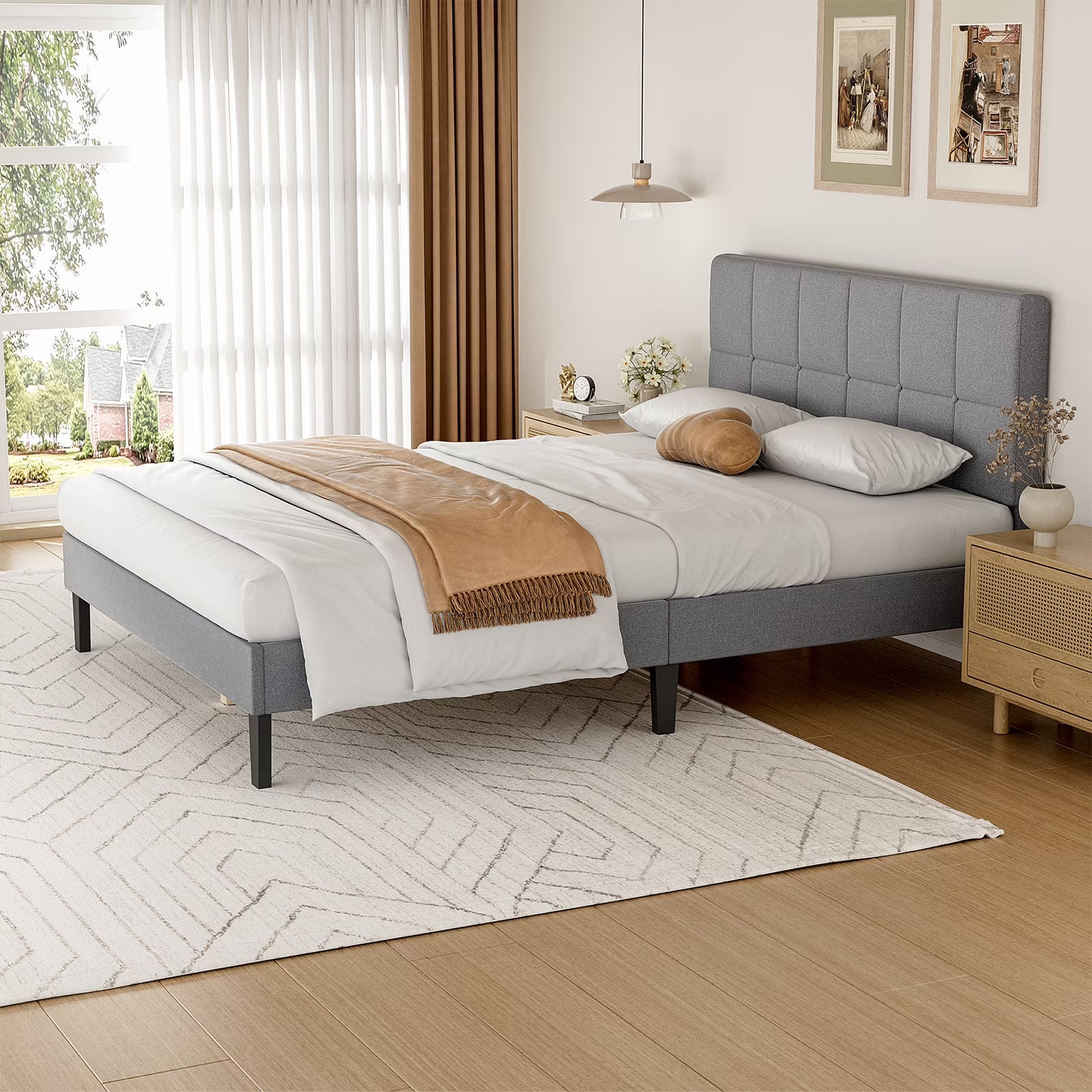Bed Frame with Headboard for Bedroom