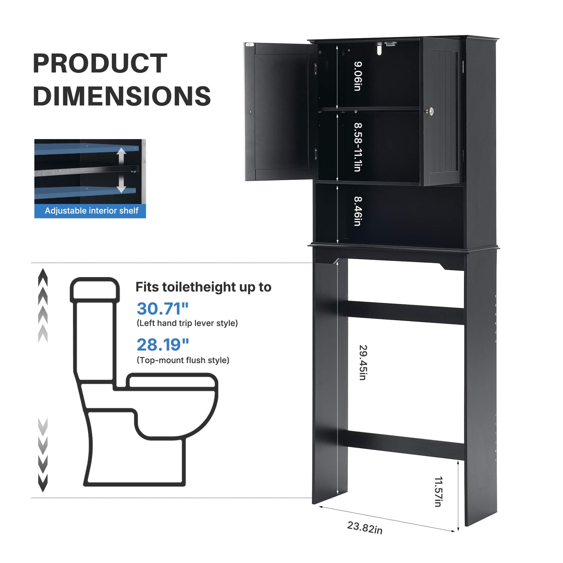 Above-Toilet Space-Saving Storage Cabinet for Bathroom