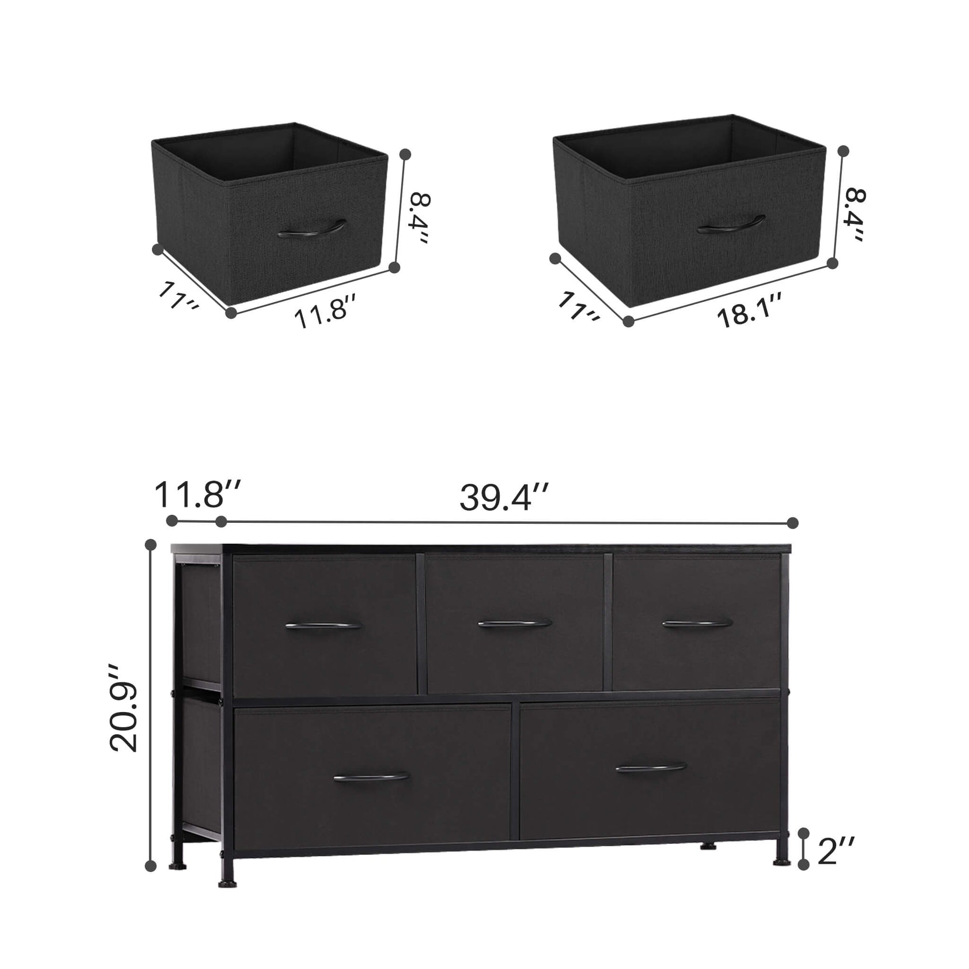 Storage Cabinet with Metal Frame for Bedroom Dresser
