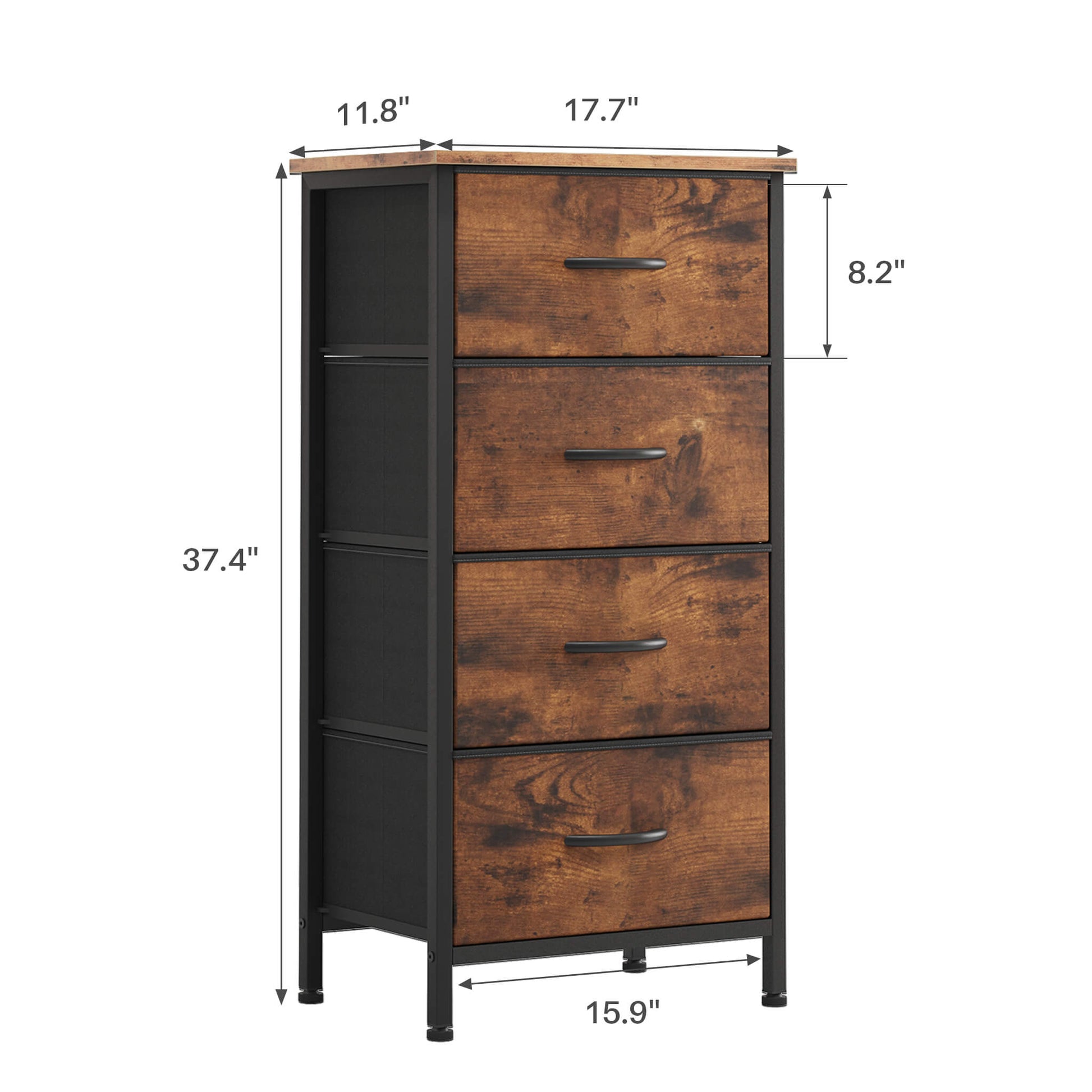 4 Fabric Drawers Dresser Clothes Cabinet Storage Organizers