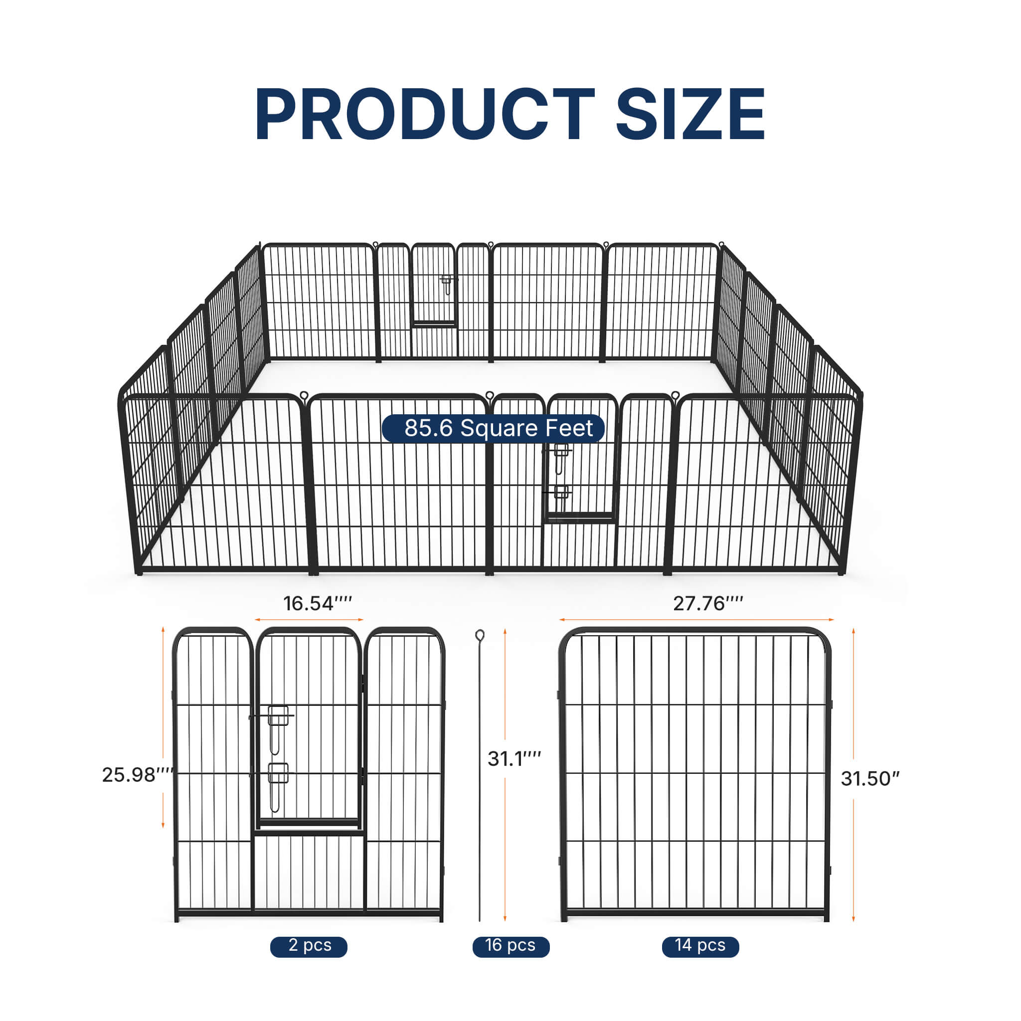 Heavy-Duty Metal Folding Dog Pen with Door
