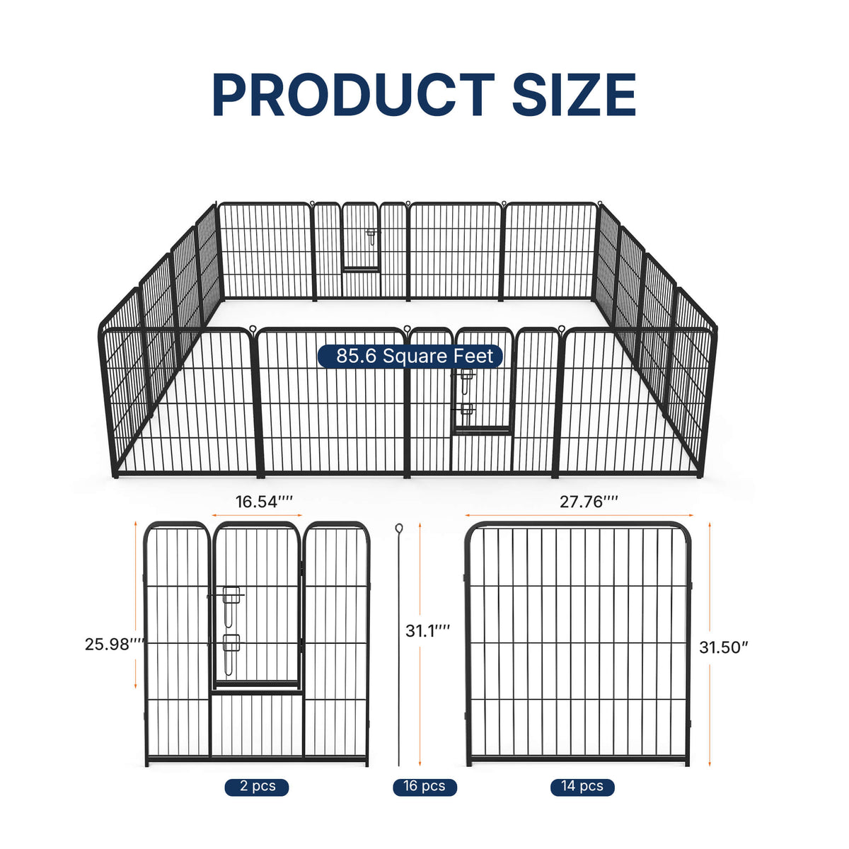 Heavy-Duty Metal Folding Dog Pen with Door