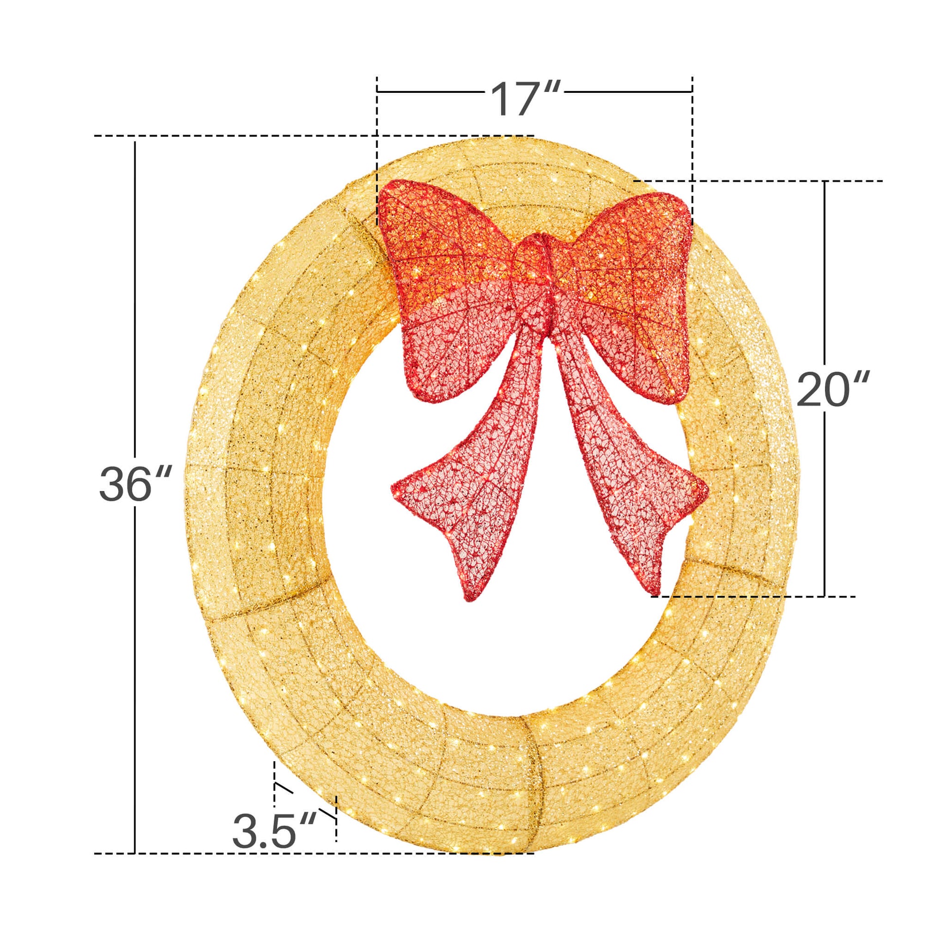 Illuminated Christmas Wreath - Outdoor Holiday Decor with Remote
