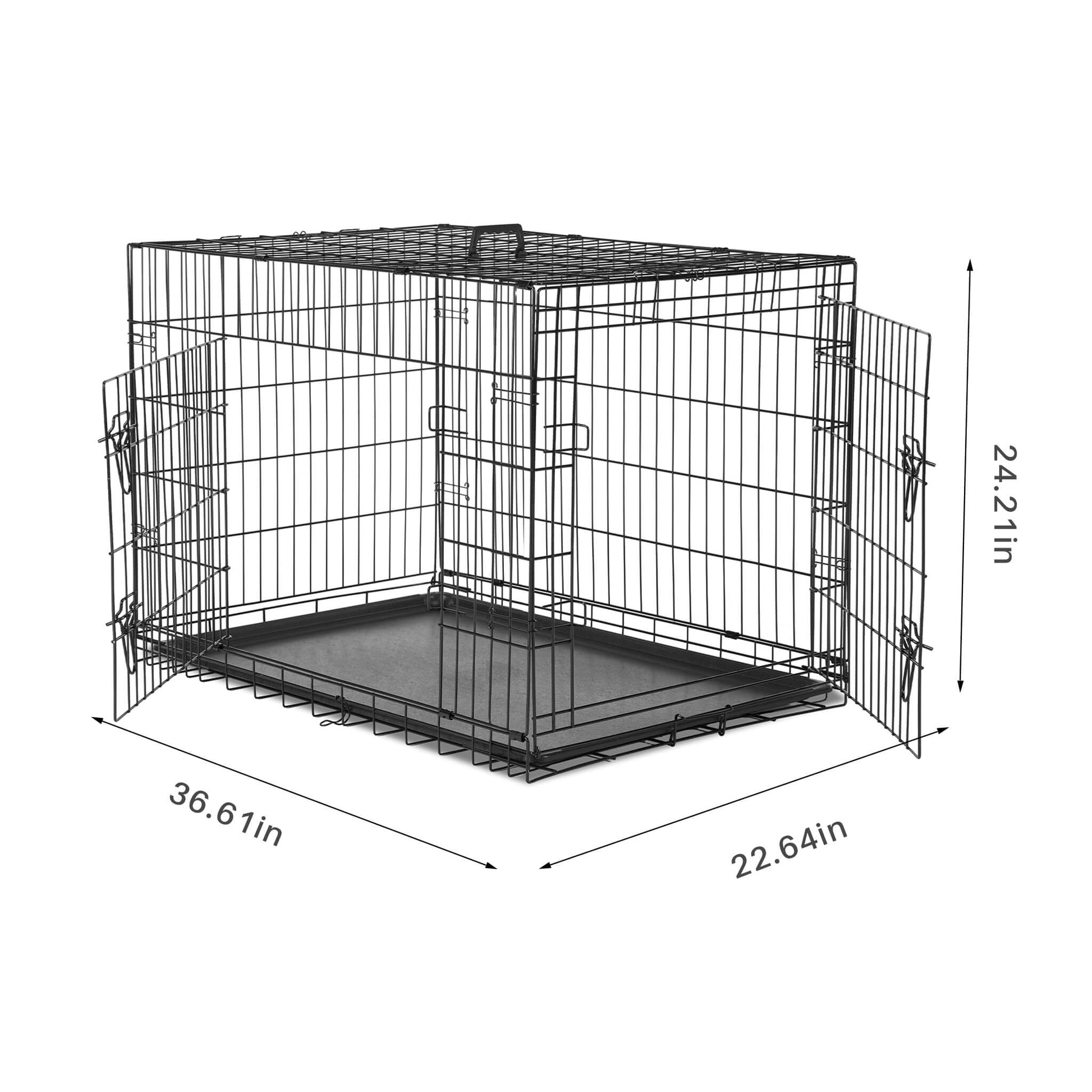 Dog Crate Double Door with Divider Foldable Indoor/Outdoor