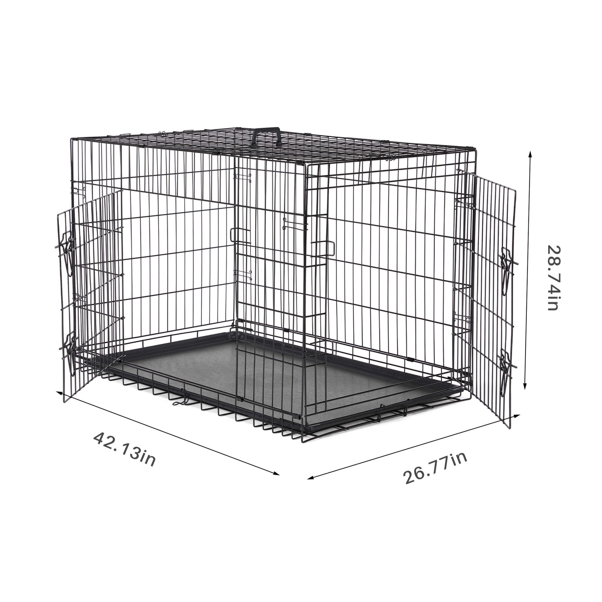 Dog Crate Double Door with Divider Foldable Indoor/Outdoor