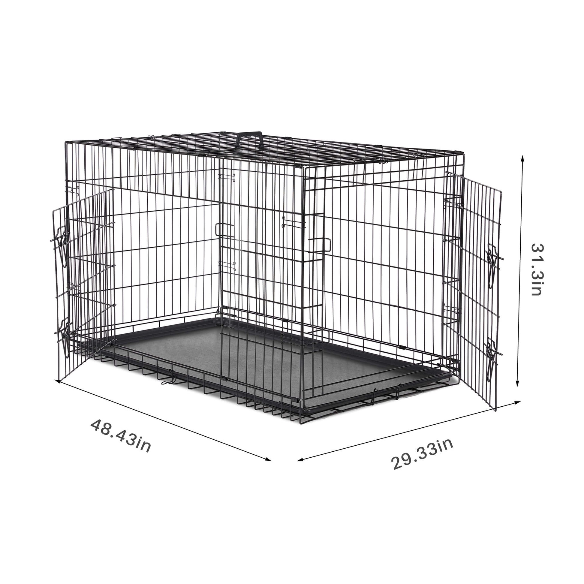 Dog Crate Double Door with Divider Foldable Indoor/Outdoor