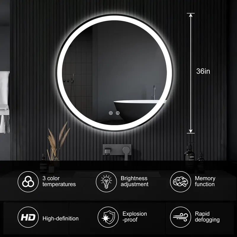 Adjustable Lighted Anti-Fog Vanity Mirror - Bathroom Fixture, Dual Light Sources, 3 Lighting Modes, White Minimalist Home Decor, Adjustable Lighted Mirror