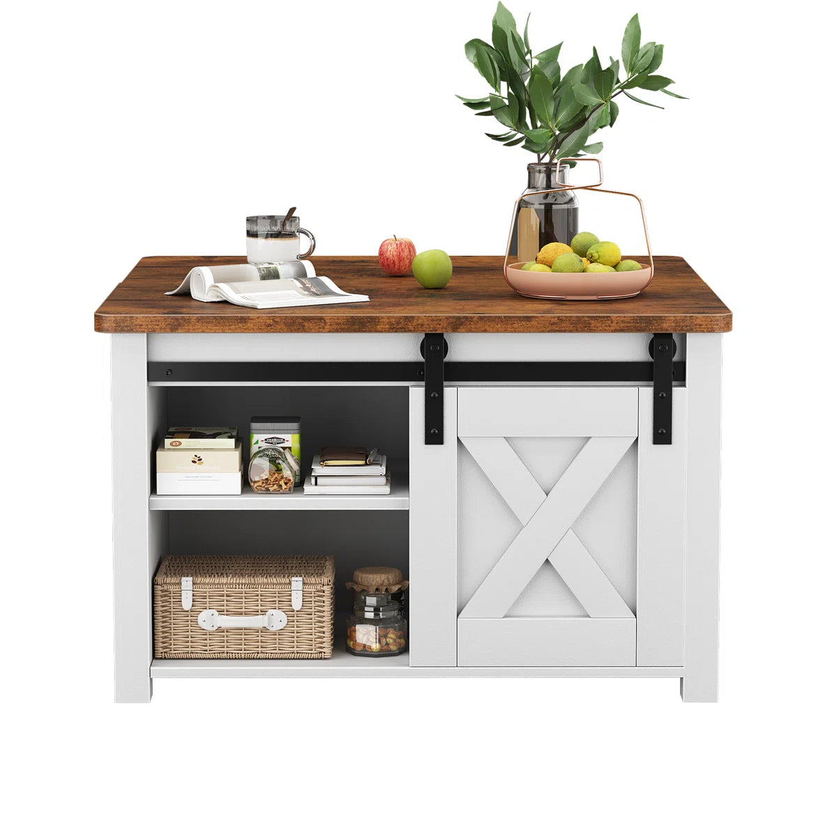 Square Coffee Table with Lift-Top Storage and Sliding Barn Doors