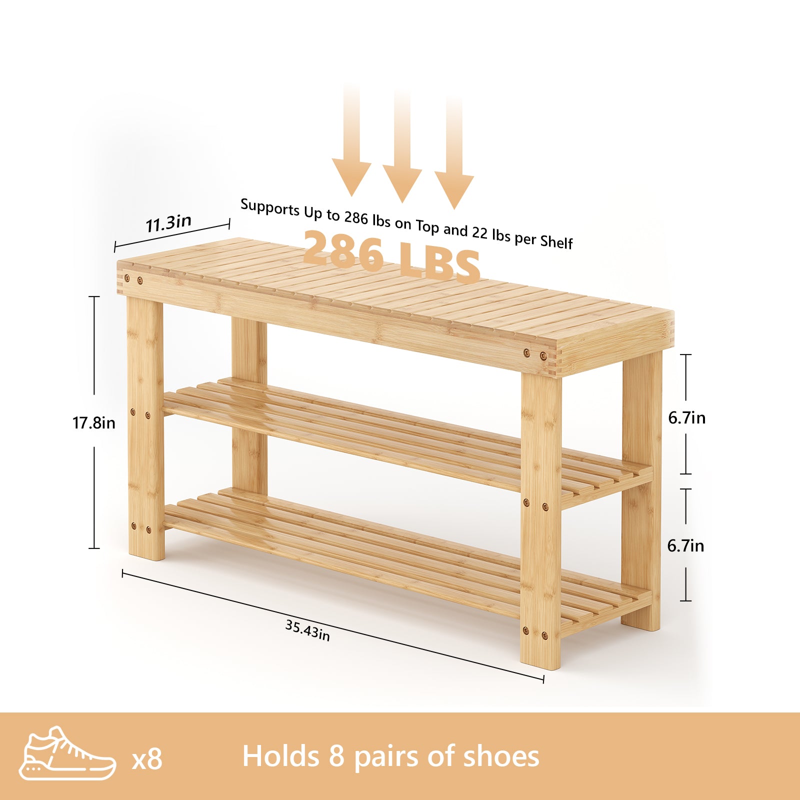 2-in-1 Bamboo Shoe Bench for Entryway