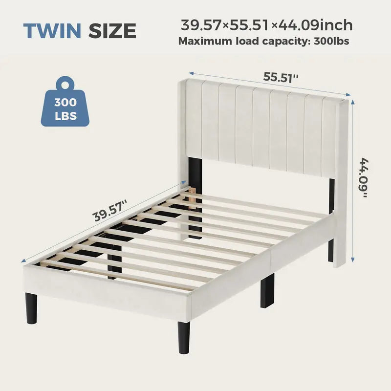 Upholstered Platform Bed Frame，Modern Accent Indoor Bedroom Furniture