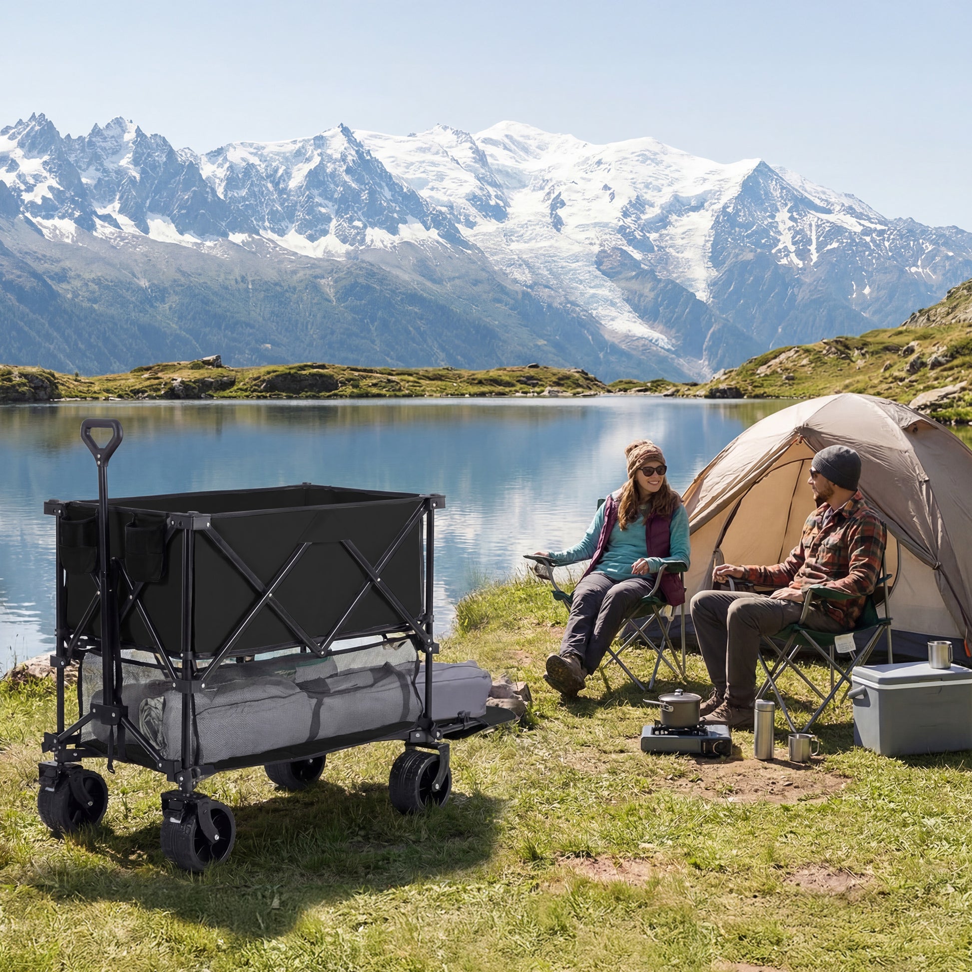 HaulMaster 400L Folding Wagon Cart for Camping and Outdoor Use