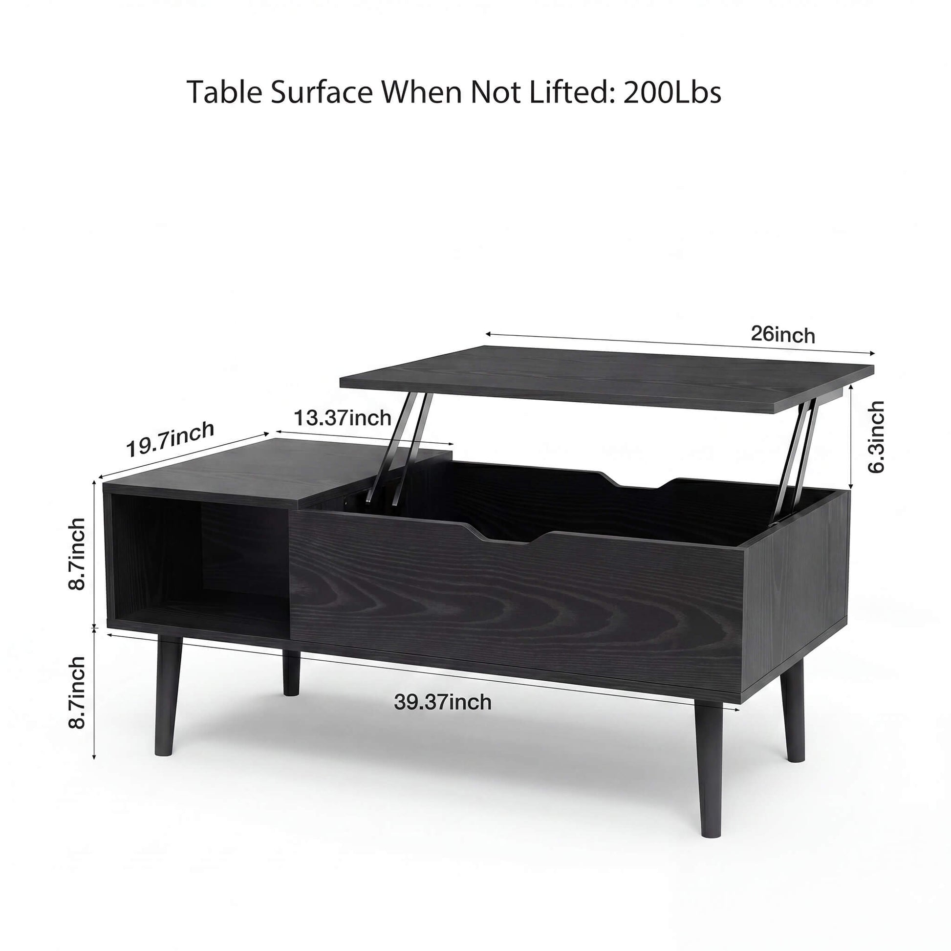 Coffee Table Liftable with Storage for Living Room