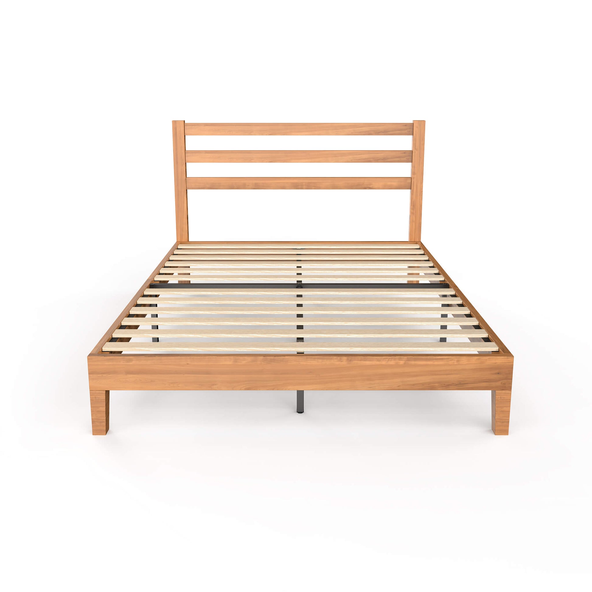 Basic Natural Solid Wood Platform Bed Frame with Headboard