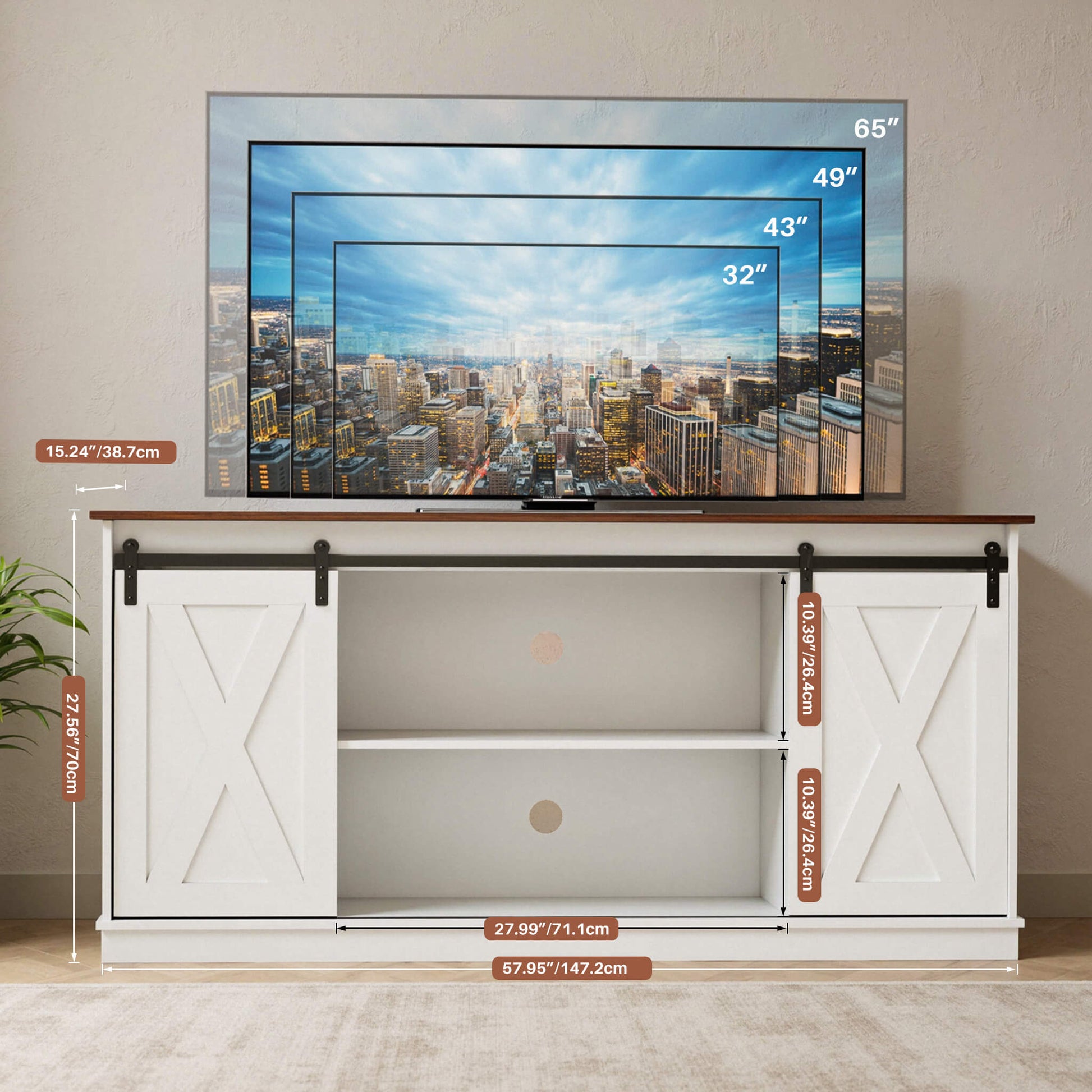 58“ Sliding Barn Door TV Cabinet