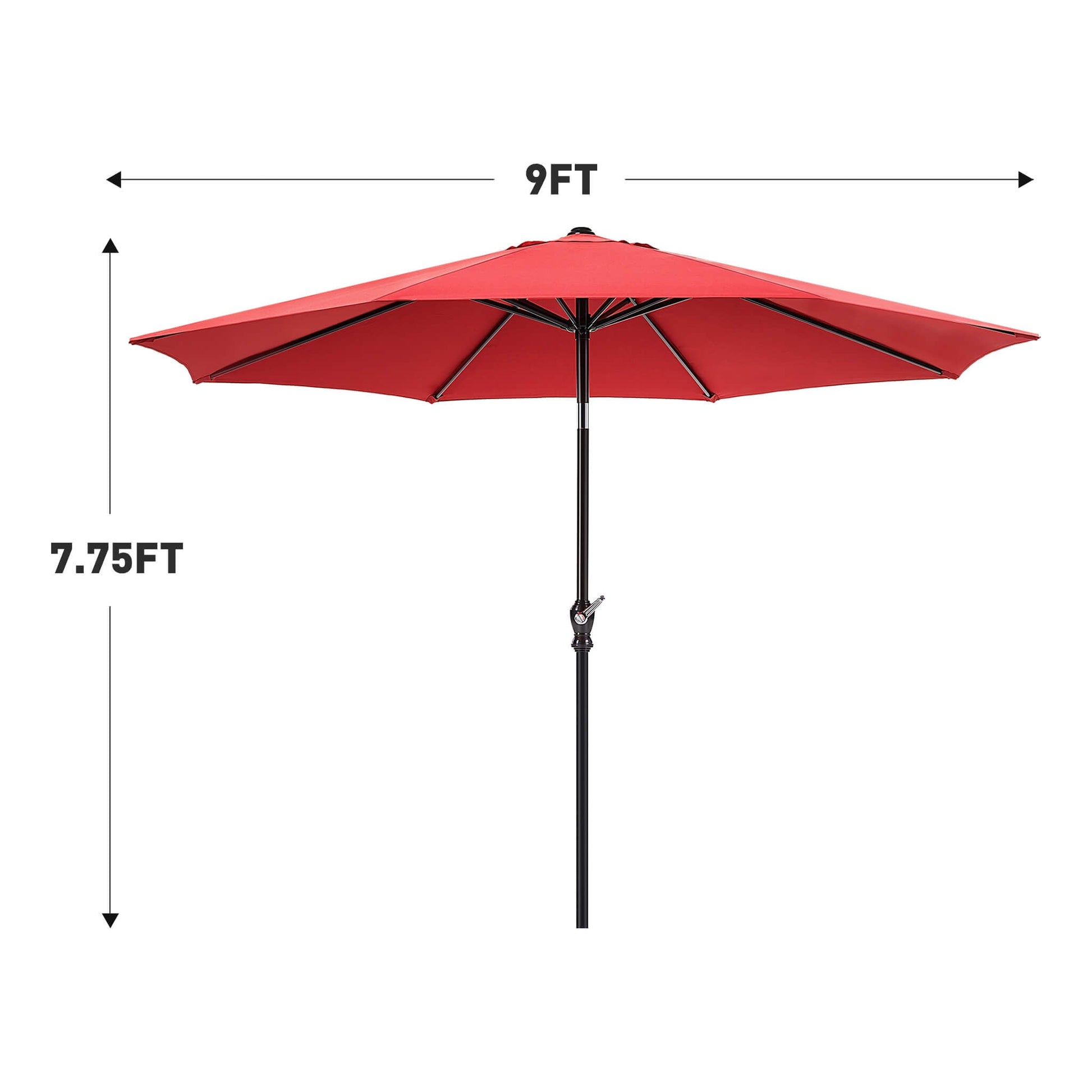 Patio Sunshade, 9 Feet with 8 Bones for Patios, Pools