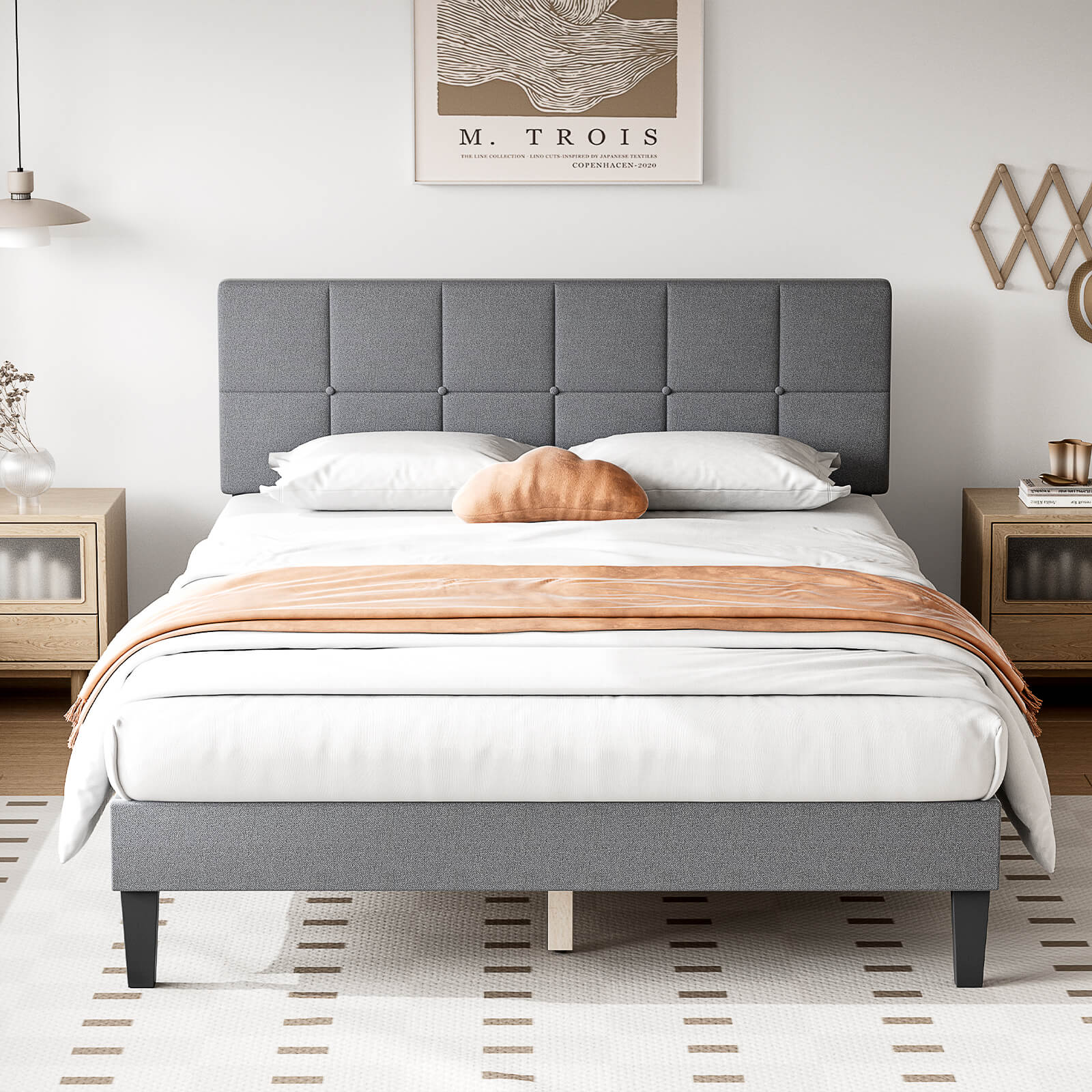 Bed Frame with Headboard for Bedroom