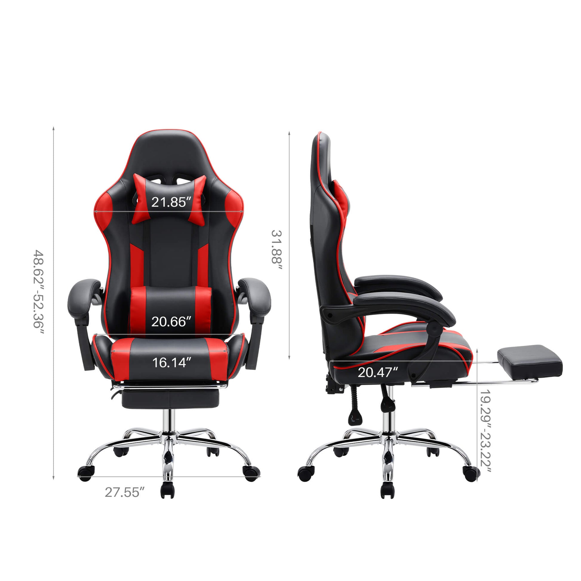 Gaming Chair with Footrest Upholstered Armrests for Home Office