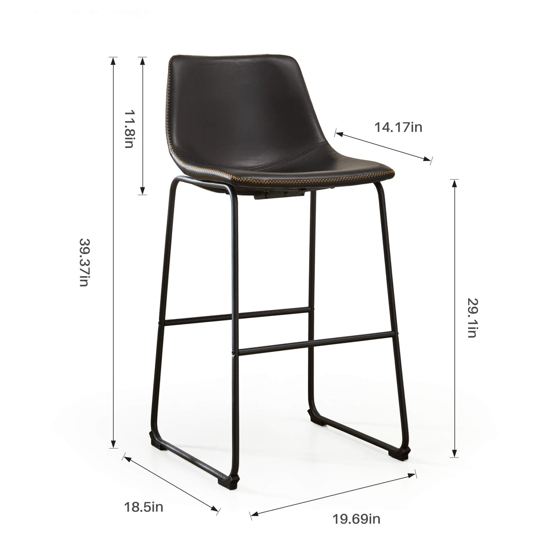 Faux Leather Bar Stools with Metal Legs for Kitchen & Counter