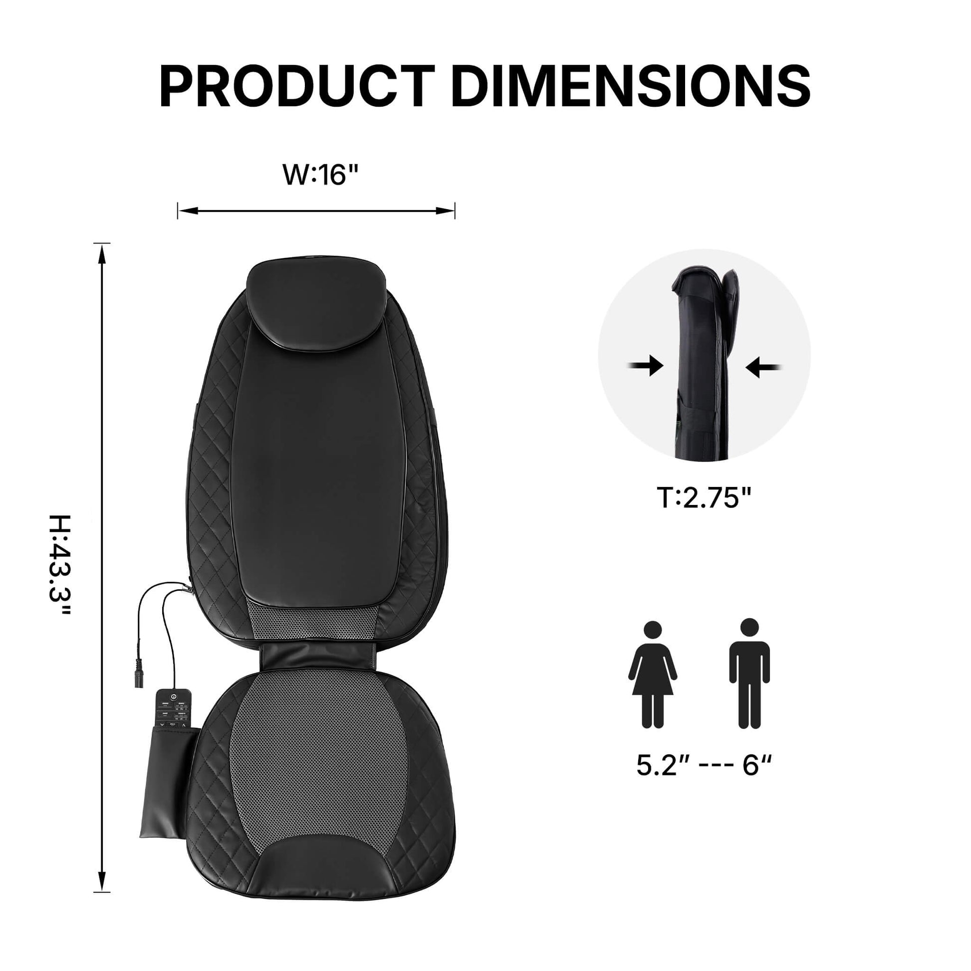 Massage Cushion with Heating and Vibration Functions For Car Cushion and Home Office Chair