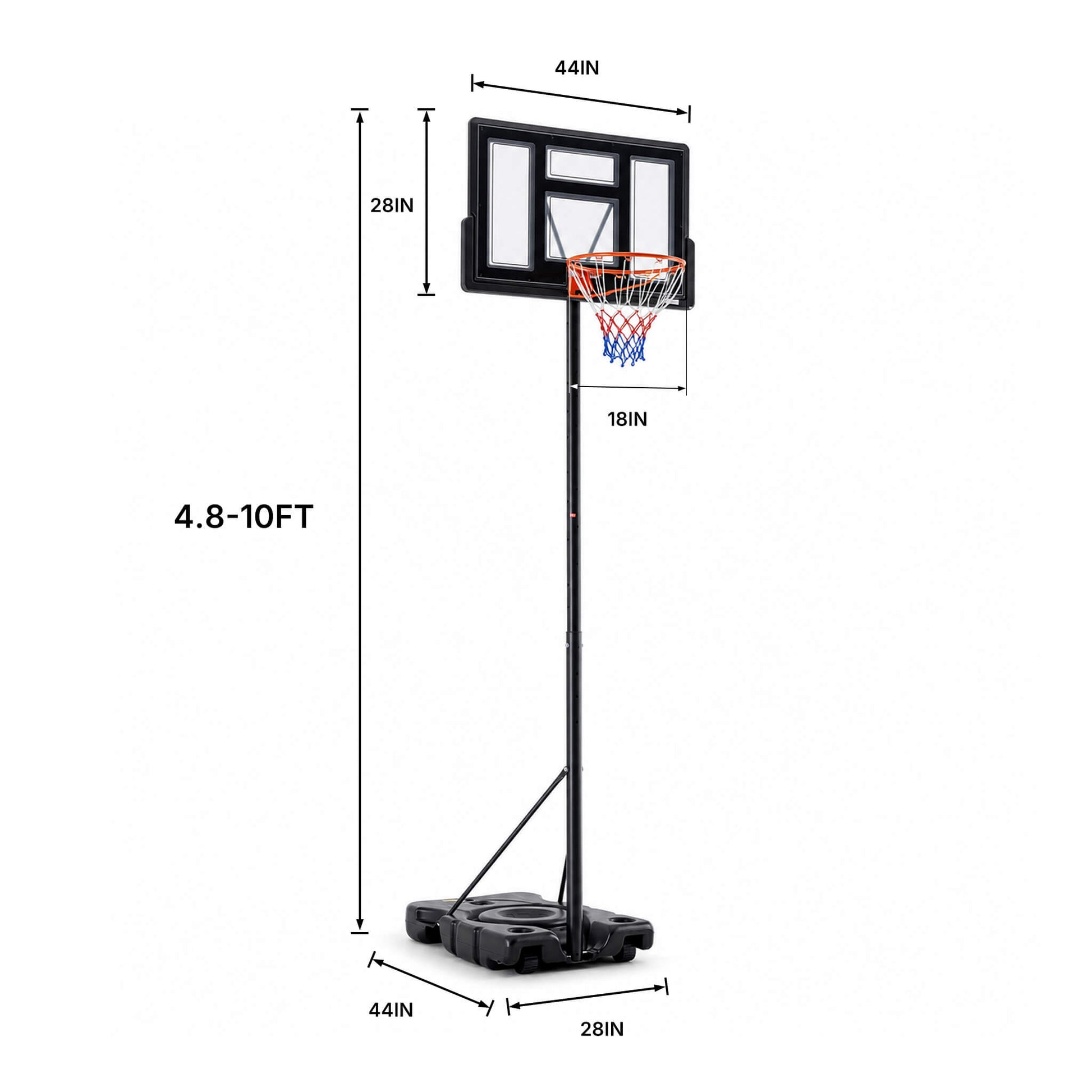 Height-Adjustable Portable Basketball Hoop