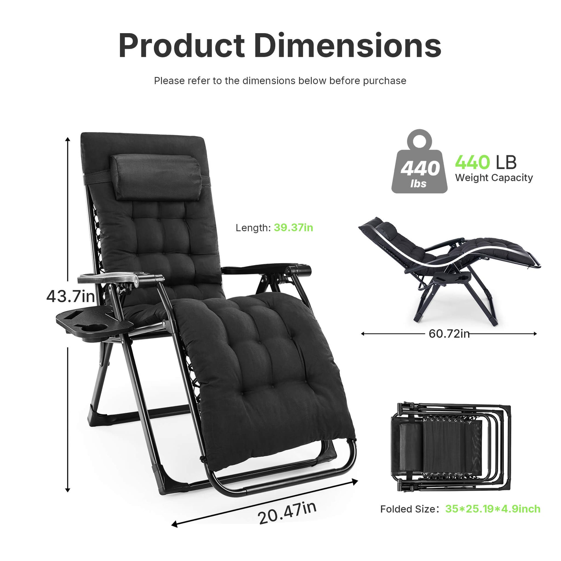 Foldable Zero-Gravity Outdoor Lounge Chair for Beach/Patio