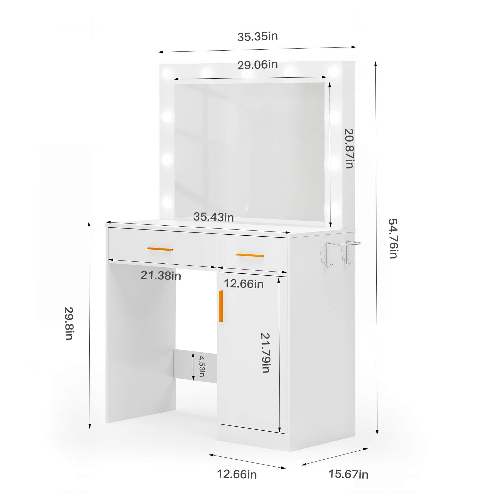 Makeup Vanity Desk with Oversized LED Mirror
