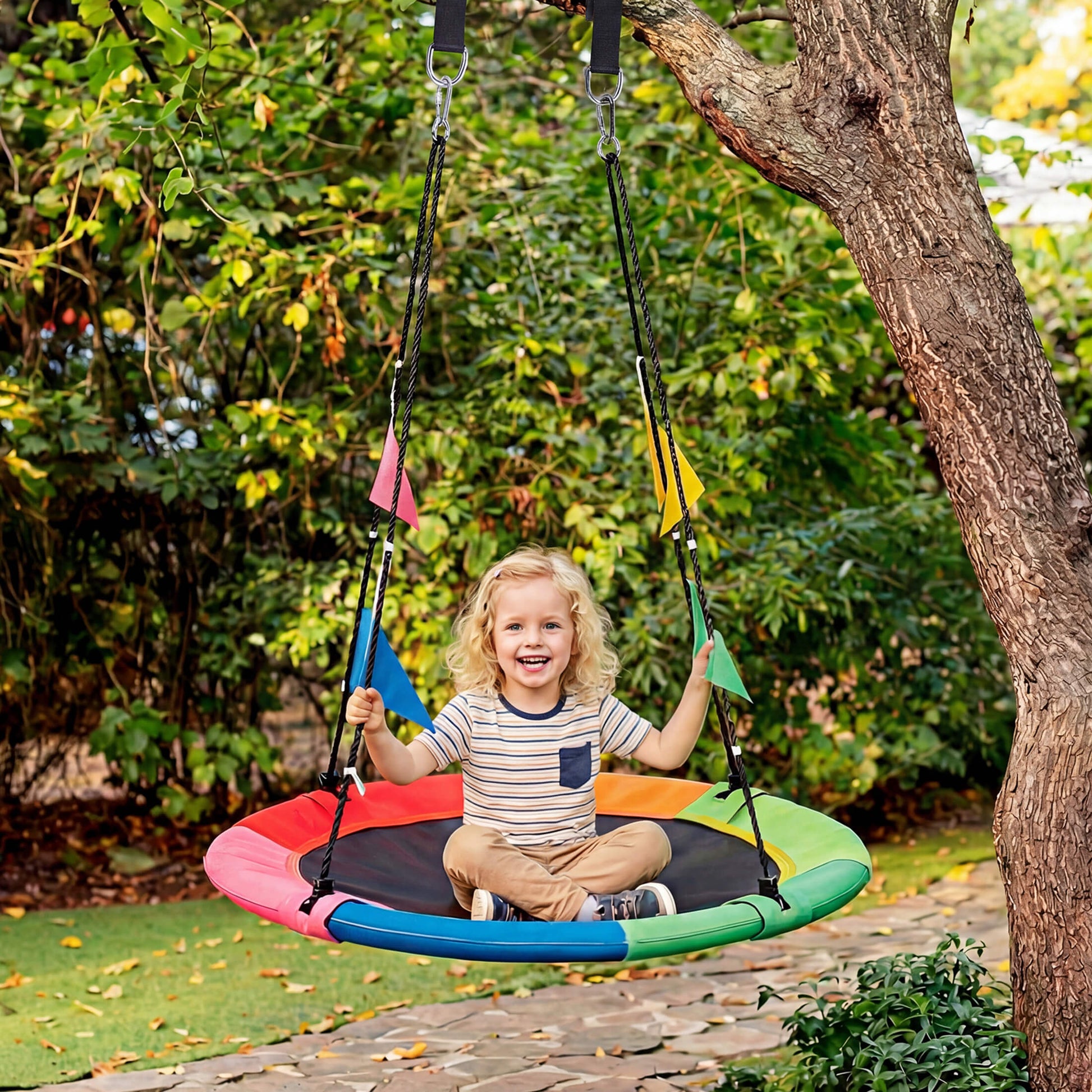 Adjustable Rope Saucer Swing for Backyard