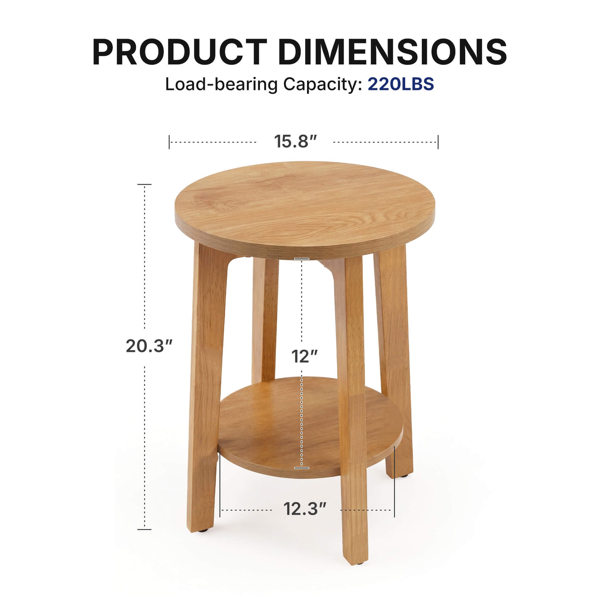 Wooden Two-Tier Round Mini Side Table