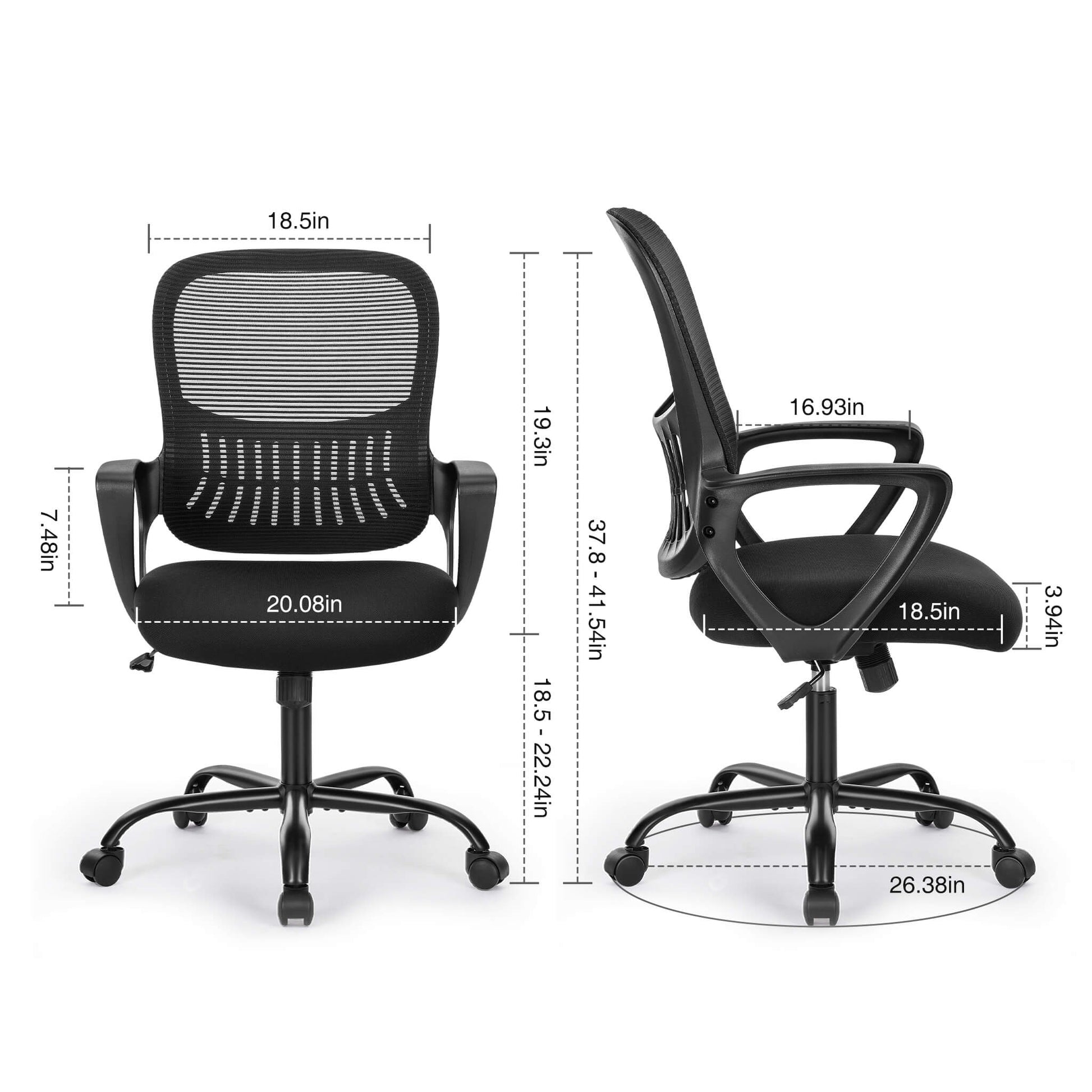 Office Chair with Lumbar Support and Armrests