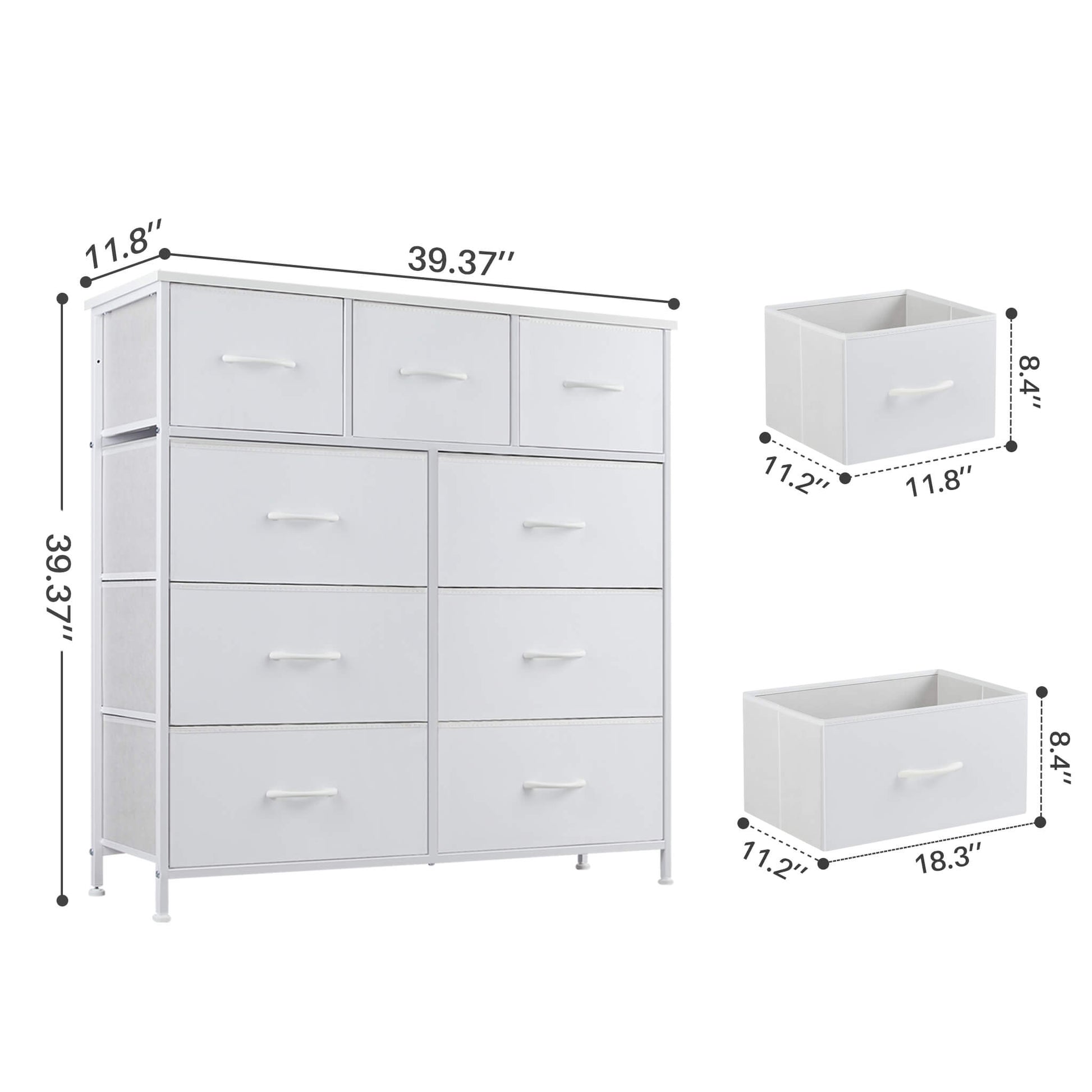 Storage Cabinet with 9 Fabric Drawer For Children's Room