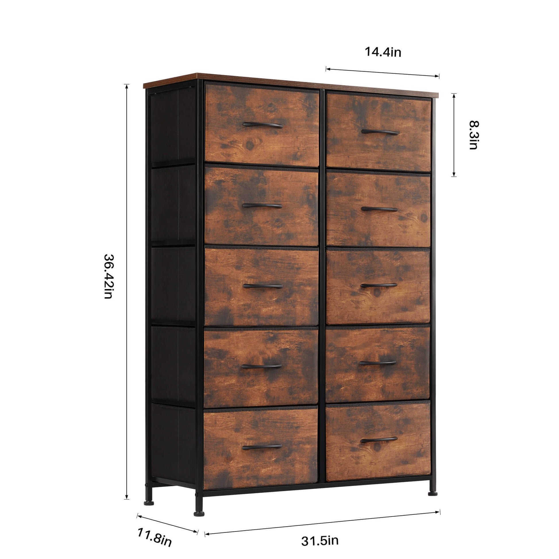 Tall Dresser with 10 Drawers for Bedroom