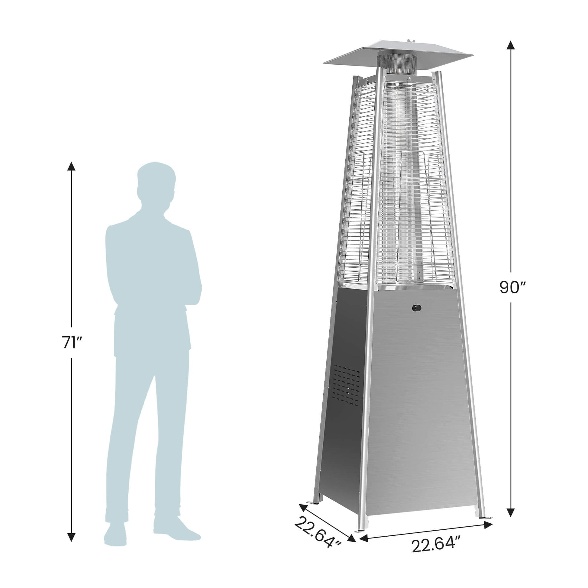 48,000 BTU Pyramid Propane Gas Patio Heater with LED Light