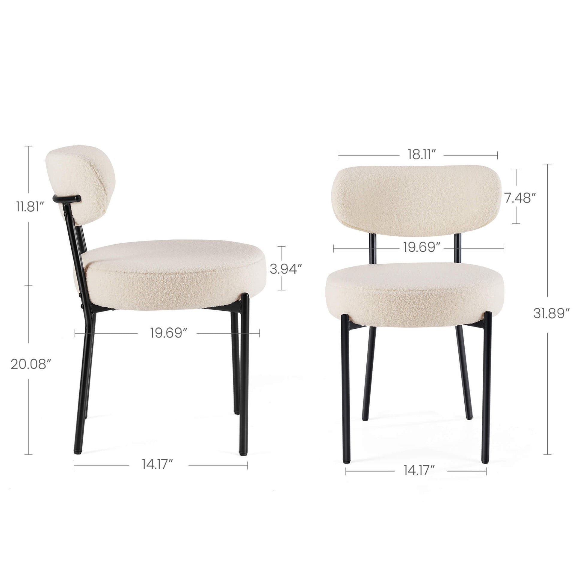Dining Chair Set of 2 Soft Cushions for Dining Room