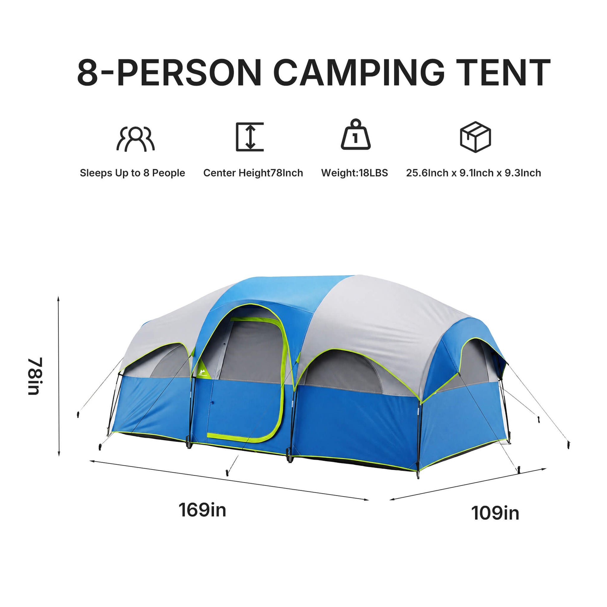 8‑Person Family Camping Tent for Outdoor Camping